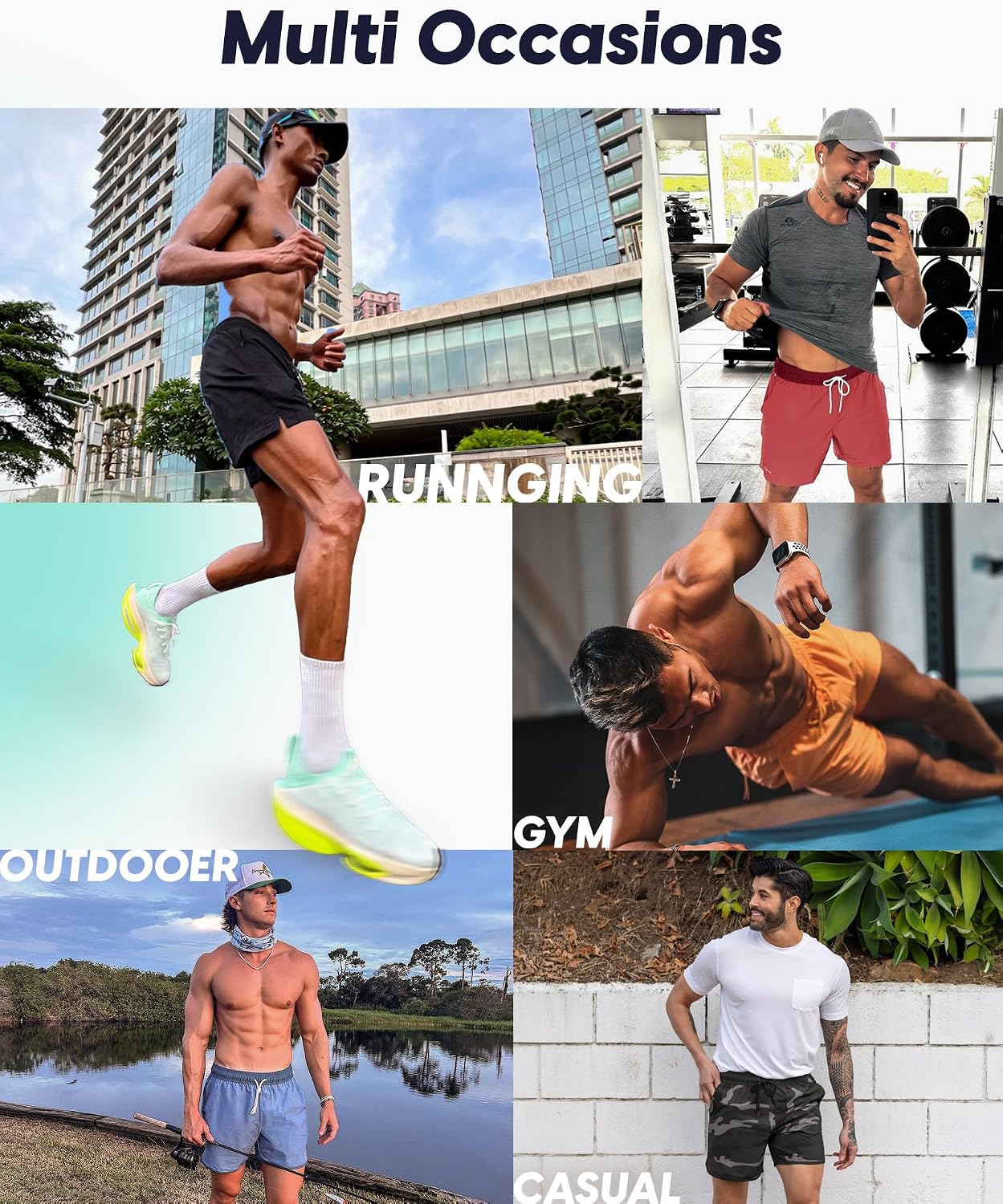 maamgic Workout Shorts for Men 5 Inch Gym Running Shorts Mens Stretch Quick Dry Athletic Shorts with Pockets