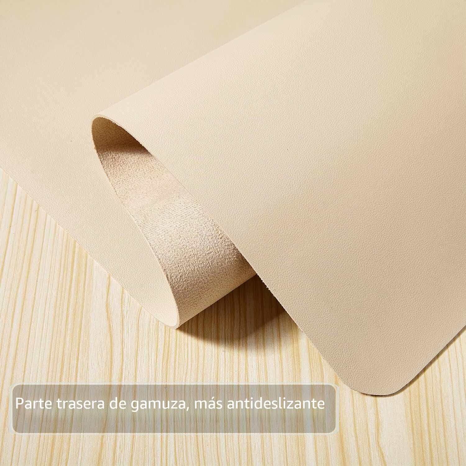 Alfombrilla de Ratón Extendida 80x40 cm Cuero PU Impermeable Gamuza Antideslizante Beige