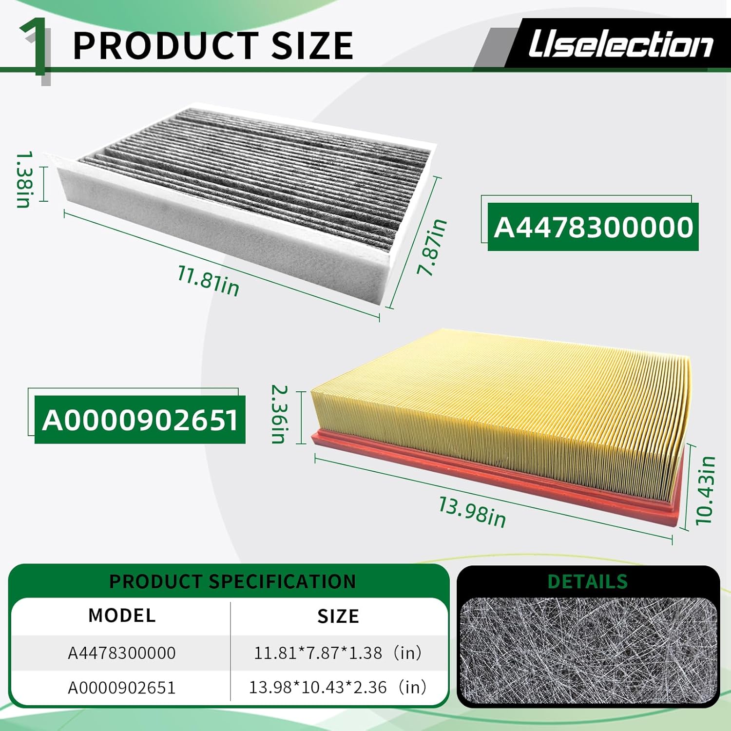 Cabin Engine Air Filter W/Activated Carbon Kit for (2019-2023) Mercedes Sprinter 1500/2500/4500,3500/3500XD (2019-2022),Freightliner Sprinter 1500/2500/3500/3500XD (2019-2021)#A4478300000 A0000903751