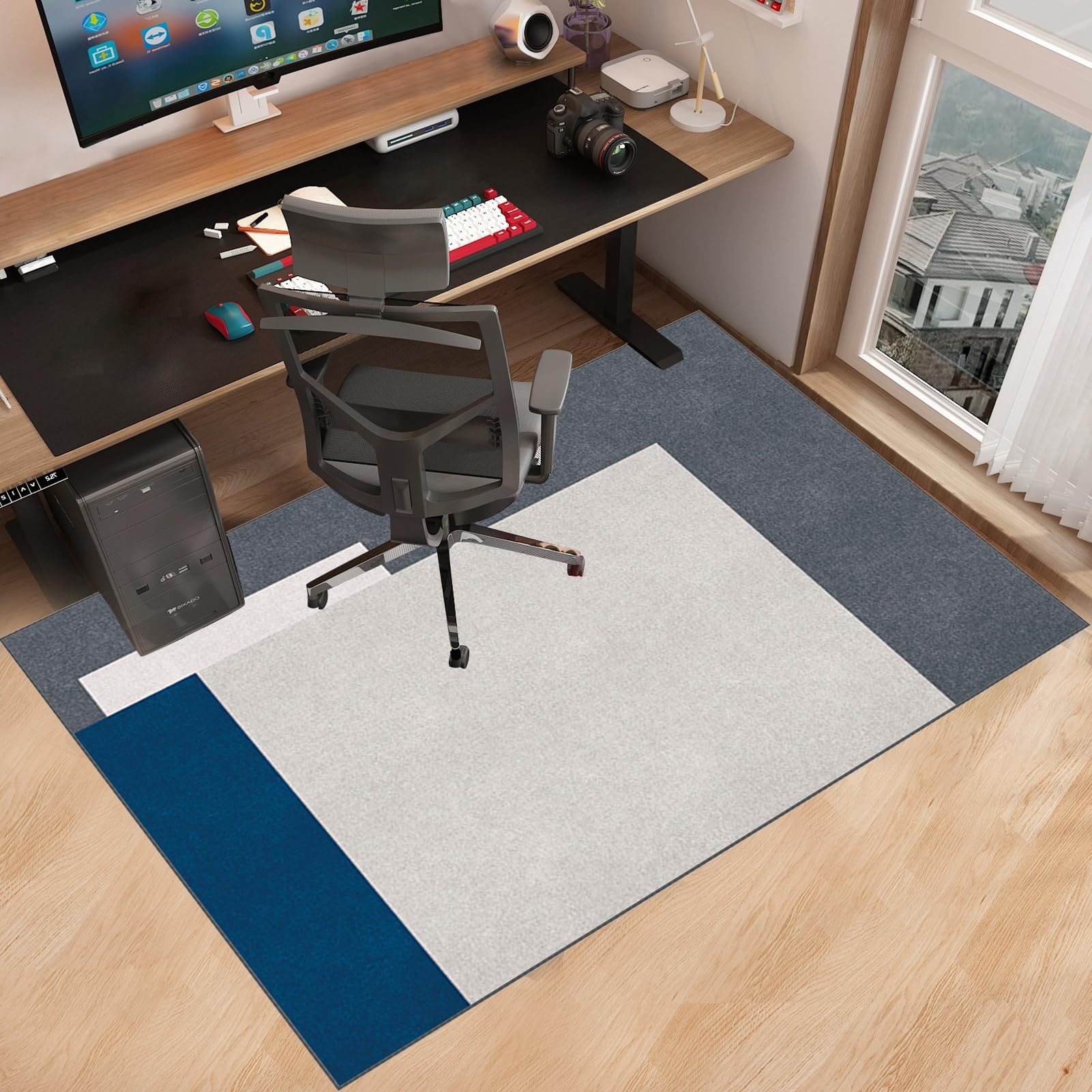 Alfombrilla para Silla de Oficina, Alfombra Gaming Suelo, Alfombra para Silla de Gaming, Alfombra de Suelo para Suelos Duros Laminado, Alfombra Gamer, Protector Suelo Silla Ruedas 80 x 160 cm