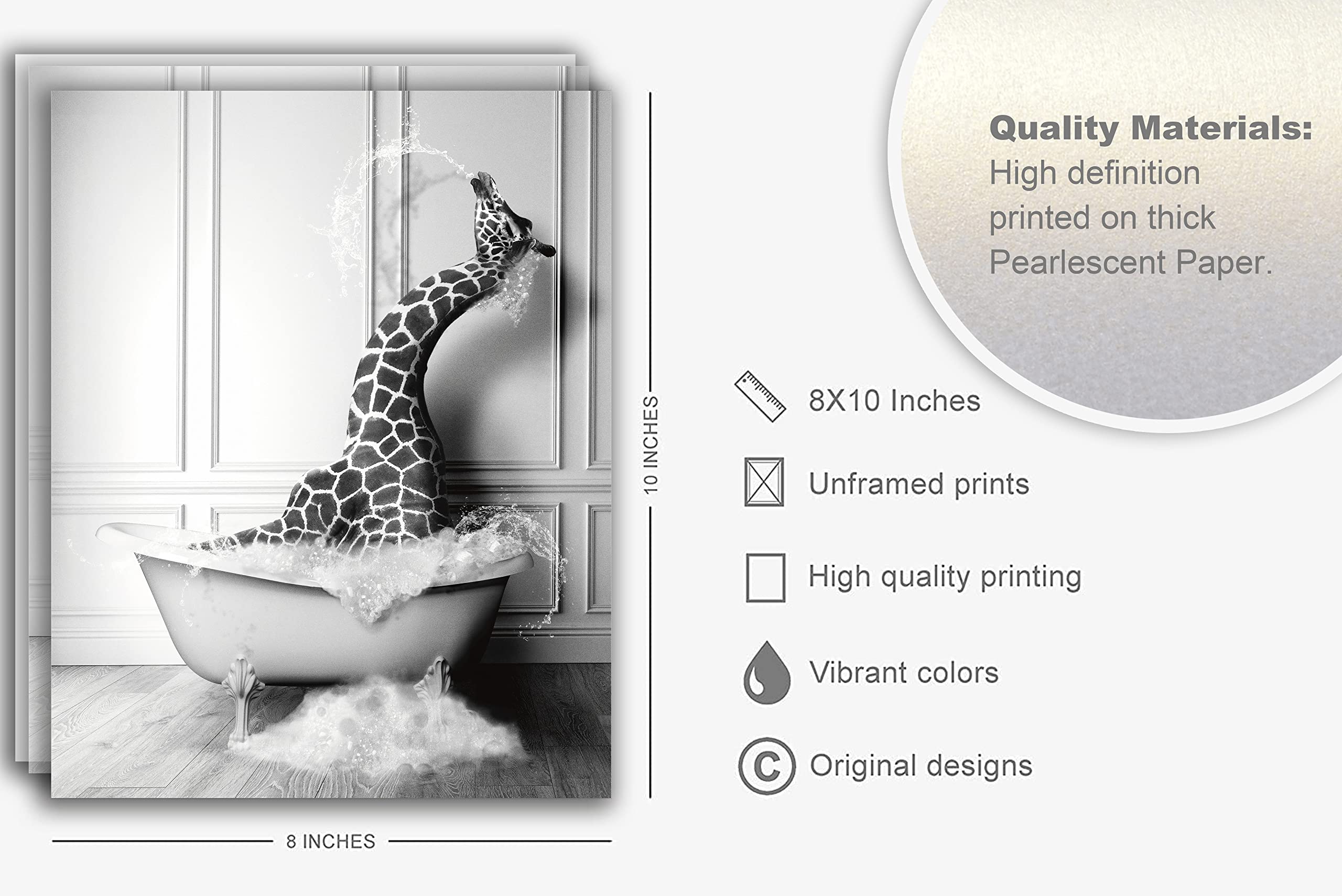 Snapklik.com : Funny Bathroom Decor Wall Art Cute Black And White ...