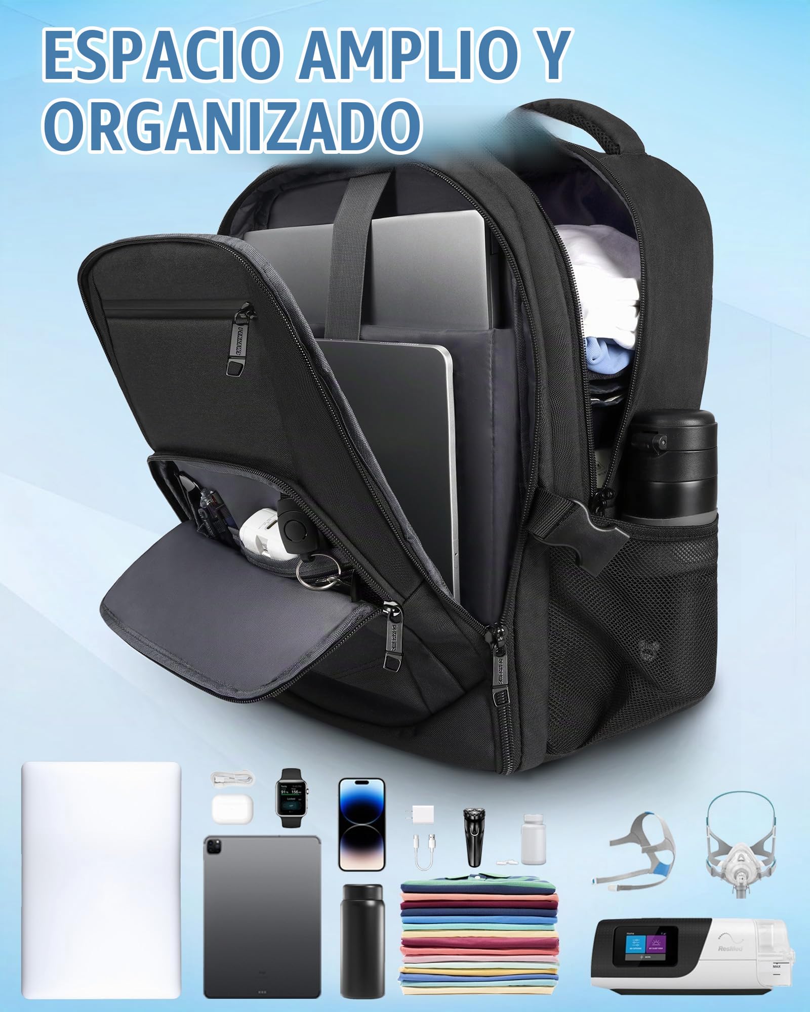 Bolsa de viaje CPAP, mochila CPAP funda de transporte médica compatible con Resmed Airsense 11, Airsense 10, Airsense 9, Respironics Dreamstation Machine y accesorios, bolsa grande para laptop CPAP de