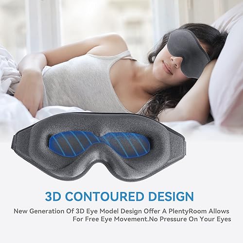 Miniatura 4 de Máscara de dormir para hombres y mujeres, cubre ojos contorneados profundos 3D mejorados para dormir con correa ajustable, bloqueo de luz, cubierta