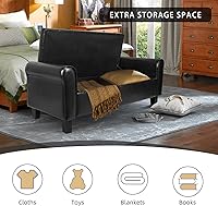 Vista 15 de Babion Banco otomano de almacenamiento con brazos, banco de extremo de cama para dormitorio, banco de almacenamiento con botones para entrada, sala