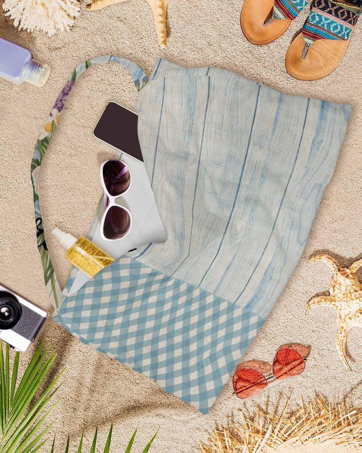 Farmhouse Florals Beach Pool Patio Lounge Chaise Chair Cover Towel With Pockets,Absorbent & Quick Dry Microfiber Towel Cover Bag Summer Accessories for Sunbathing Spring Flowers Watercolor Lattice