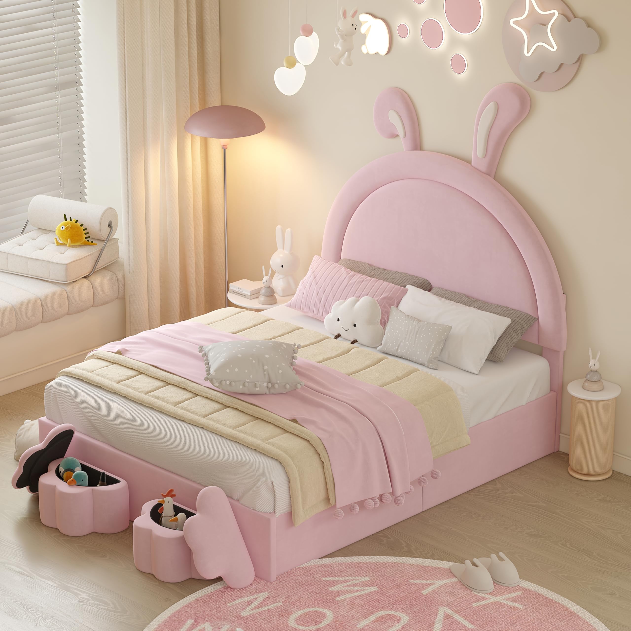 Amazon.com: Harper & Bright Designs Full Size Princess Bed with 2 ...