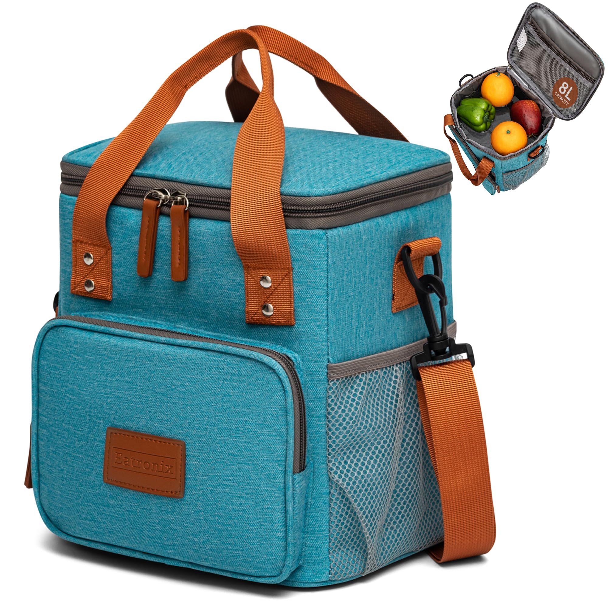 Insulated Lunch Box for Women Men 8L 2 Gallons Leakproof Lunch Bag for Work Office School Portable Stylish