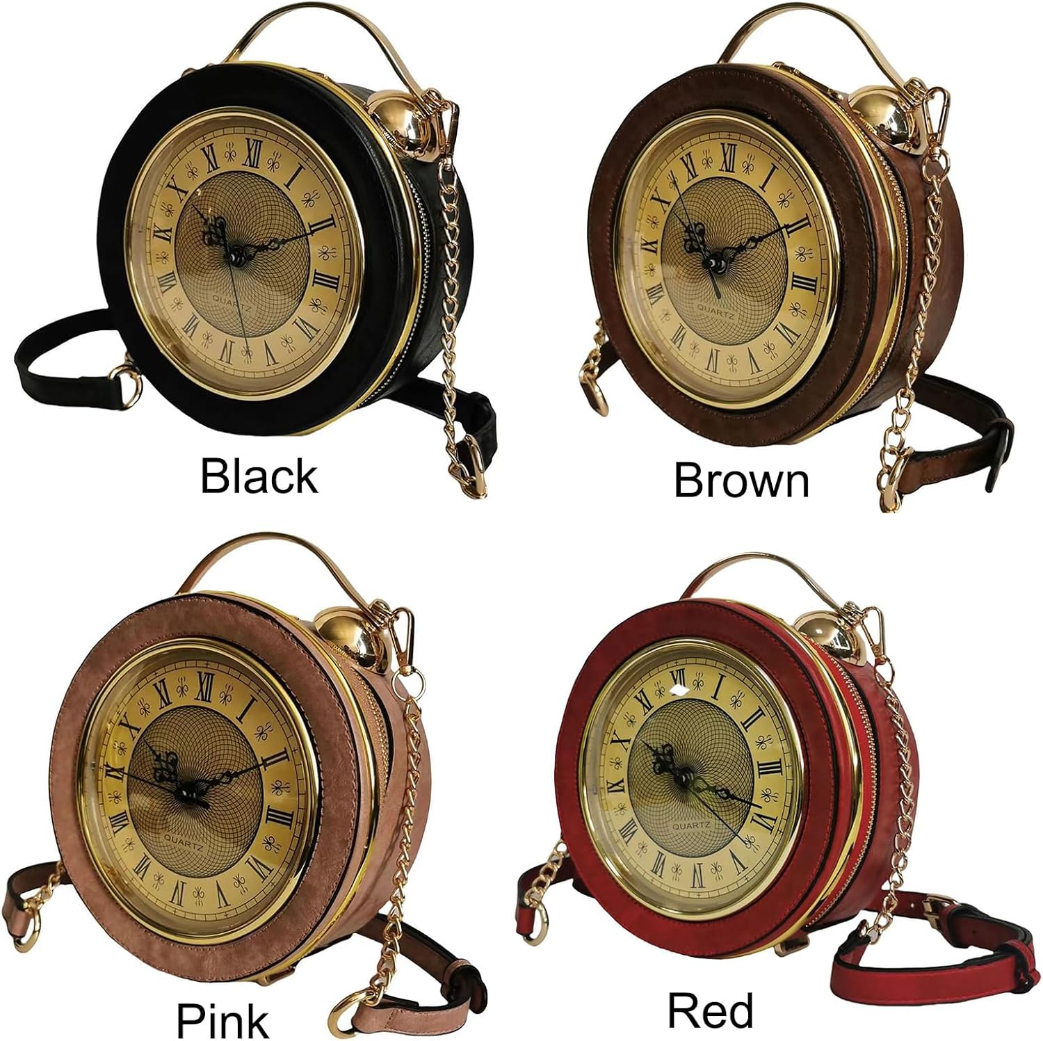 Women PVC Clock Shaped Handbag Crossbody Shoulder Bag Clock Purse - Image 7