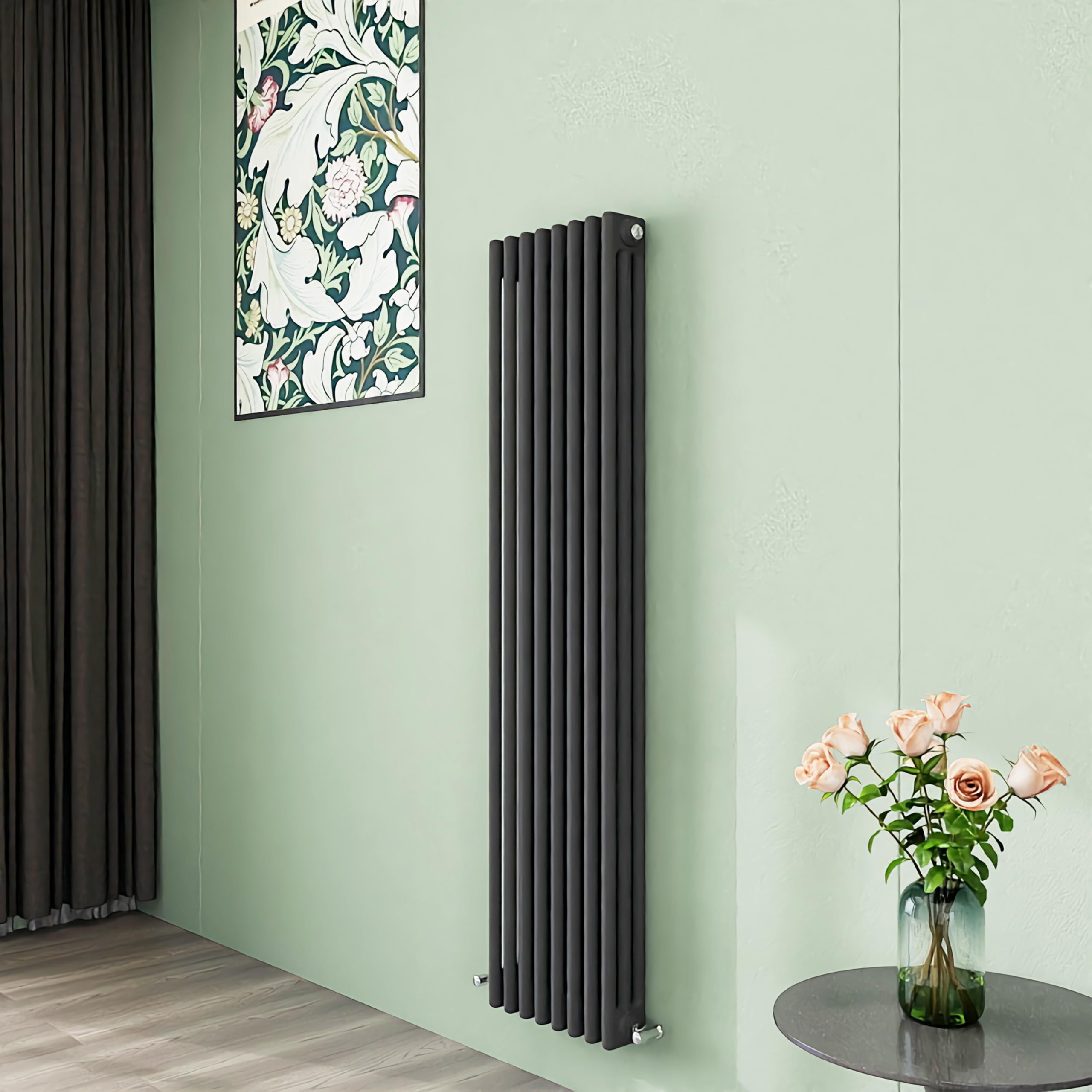 Simple Bathroom 1500×380mm Traditional Radiators Anthracite Vertical Cast Iron Style Radiator Triple Column Design