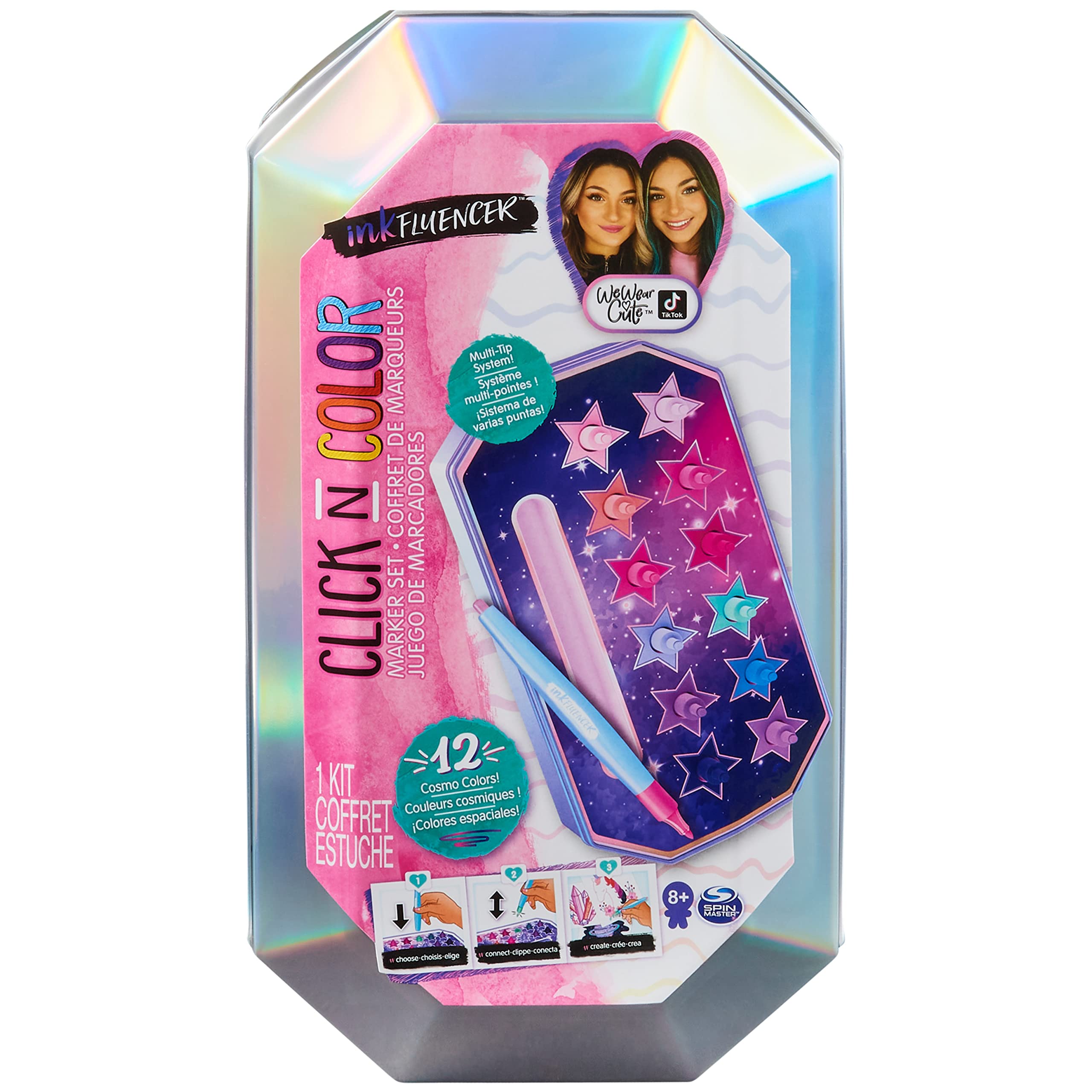 inkFluencer, We Wear Cute Click N Color Cosmo Marker Set with 12 Click-on Marker Tips