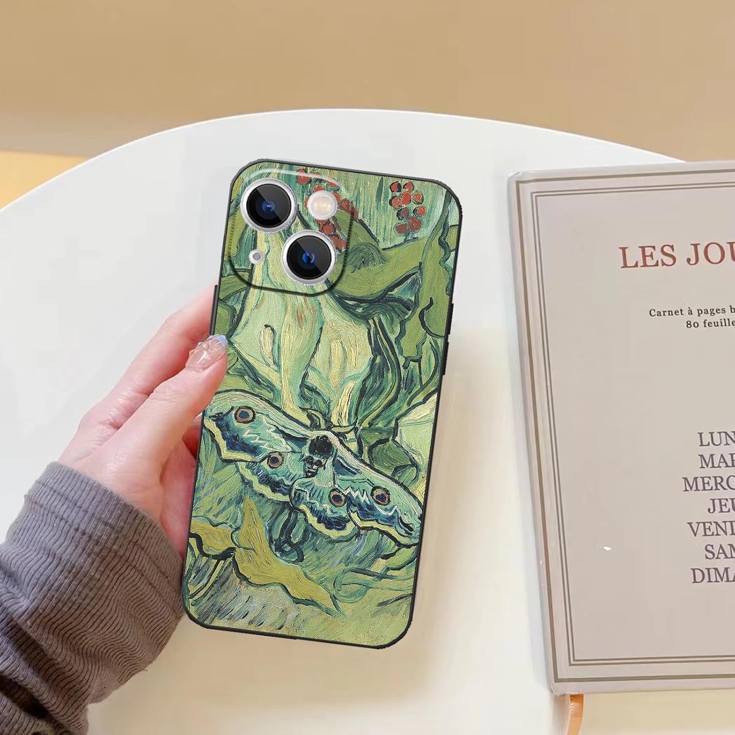 Compatible with iPhone 15 Case, Vintage Insects Great Peacock Moth by Van Gogh Phone Case for Men Women, Soft TPU Bumper Case Cover for iPhone 15 - Image 3