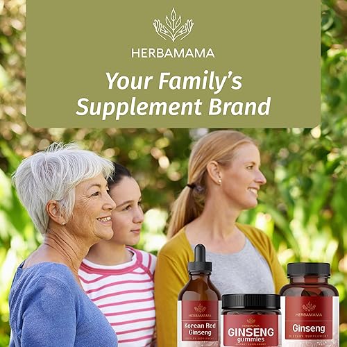 Miniatura 8 de HERBAMAMA Panax Ginseng Gummies – 1500 mg de raíz de ginseng rojo coreano para apoyo energético – Suplemento de apoyo inmunológico Panax rojo