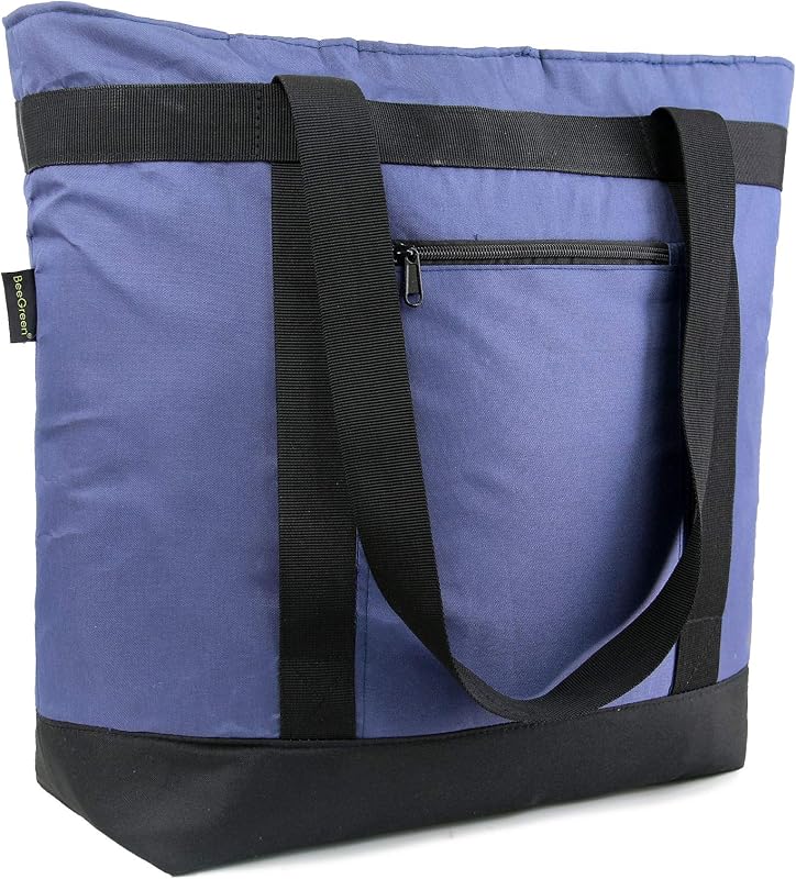 Cooler Bag Soft Insulated Tote for Beach Travel Grocery Shopping Lunch Portable Large Ice Coolers with Handle Hard Freezer Bags with Zippered Top Foldable Leakproof Delivery Totes Navy