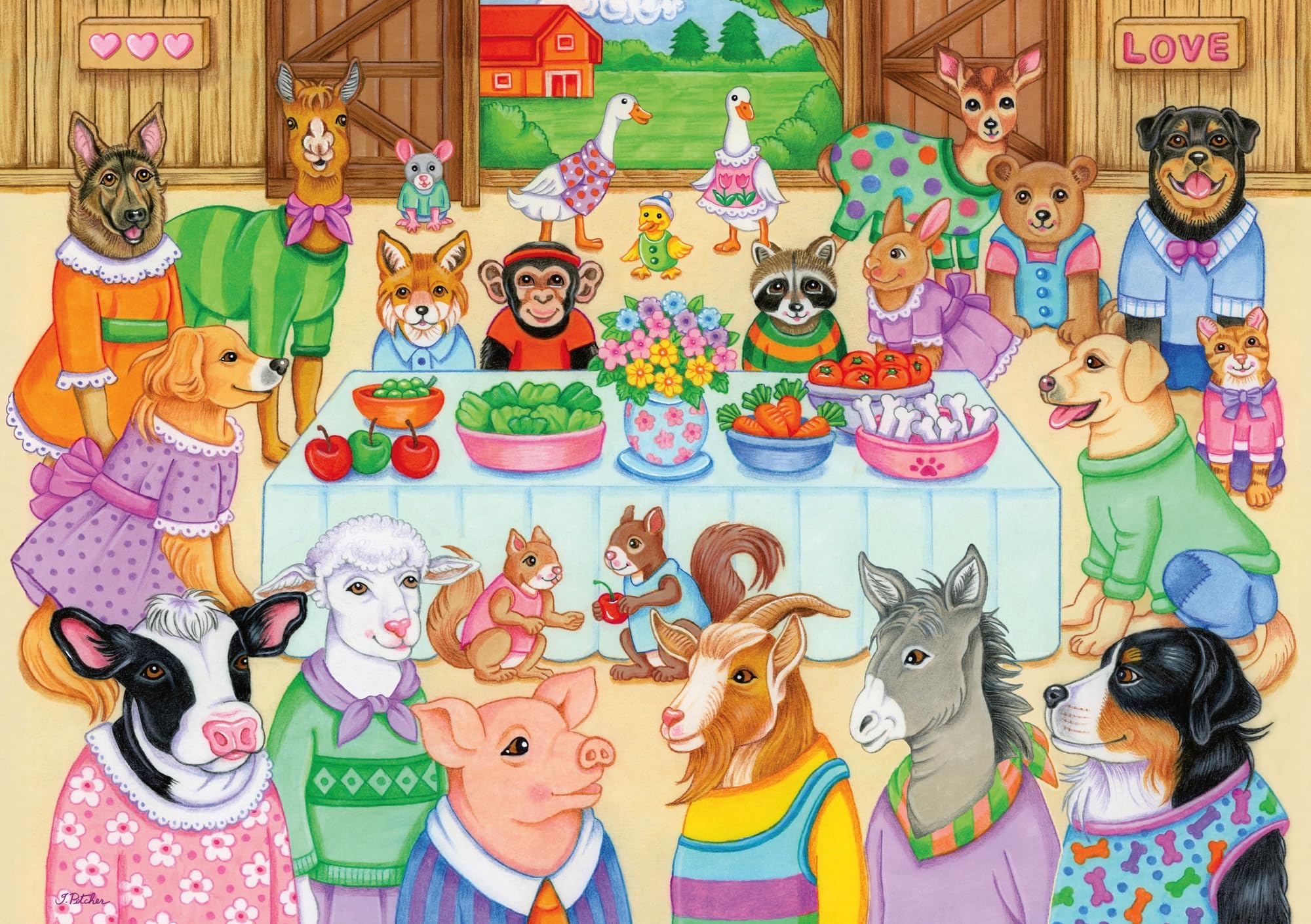 Ravensburger Barn Party 35 Piece Jigsaw Puzzle – Farm Animal Scene with Cow, Pig, Sheep, Dog & Cat – Fun Educational Toy for Kids Ages 4+