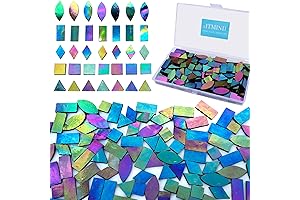 LITMIND Iridescent Oven Baked Glass Tiles for Mosaic Art and Crafts, 240Pcs...