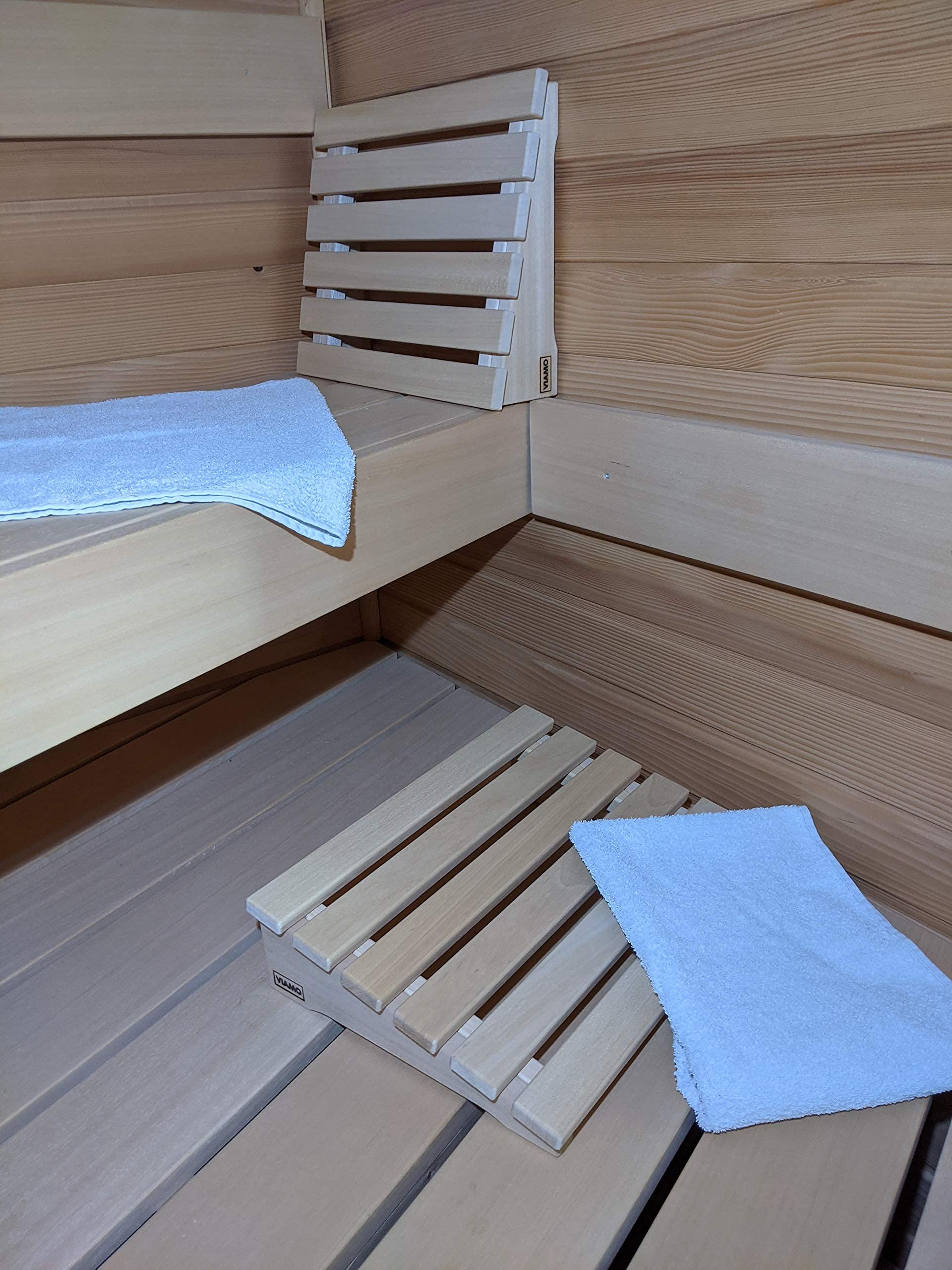 Sauna Kopfstütze Kopfteil Rückenlehne aus Abachiholz (Set aus 2 Stück), 39,5 cm x 30 cm