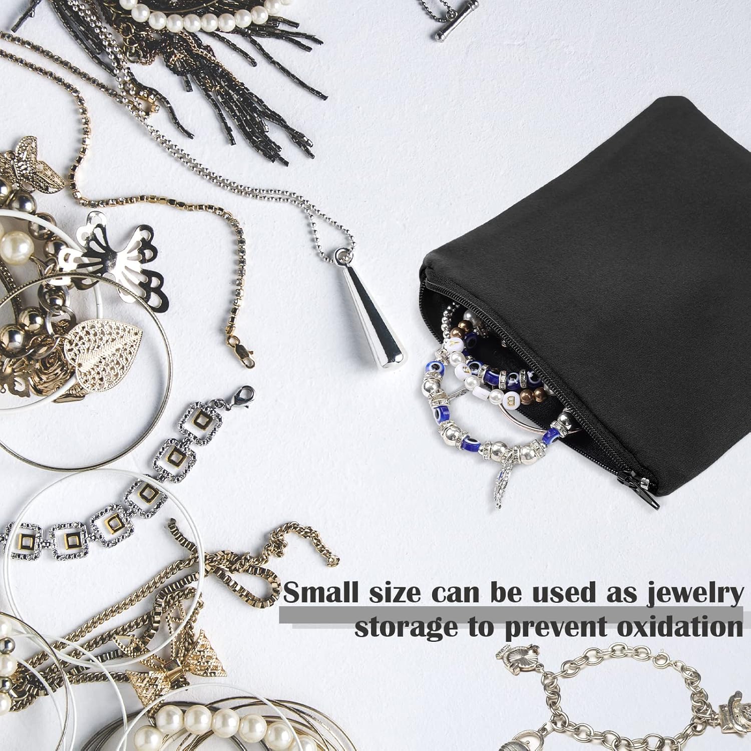 Geosar 24 Pcs Silver Storage Bags, Christmas Anti Tarnish Jewelry Zippered Pouches Keeper, for Silverware Protector Bags(6 x 6 Inches)