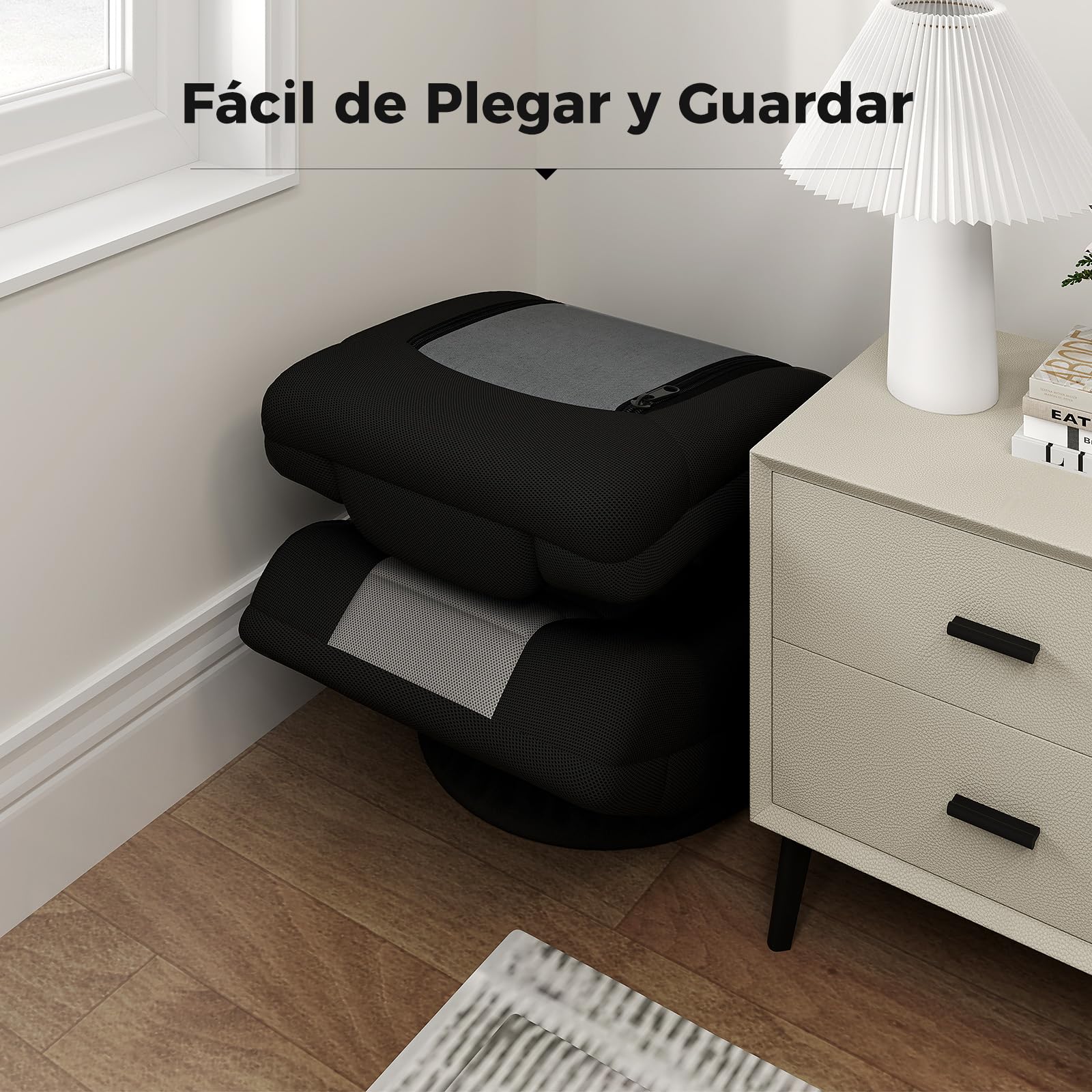 COSTWAY Silla de Suelo Giratoria 360°, Silla de Juego con Respaldo Ajustable en 4 Posiciones, Sofá Perezoso con Soporte Integral, Base de Metal, Silla de Piso para Lectura y Videojuegos (Gris)