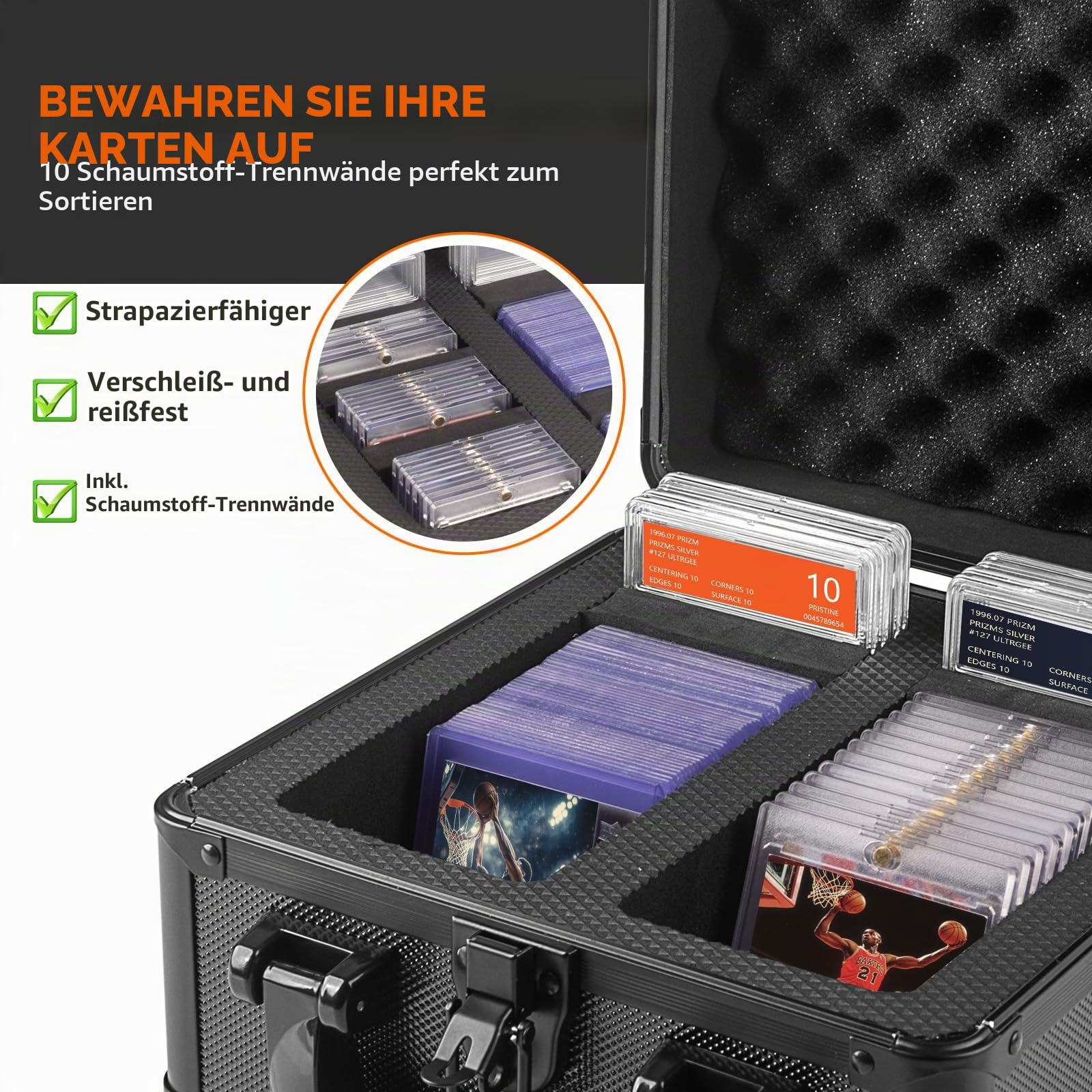 JoyHood Top Loader Aufbewahrungsbox, Graded Card Aufbewahrungsbox, PSA Card Case kompatibel mit Sammelkarten und Sportkarten, Kartenaufbewahrungsbox für 186+ Top Loaders