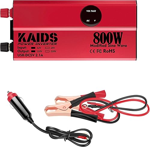 KAIDS inversor de corriente completa 800 W inversor de coche pico 1600 W DC 12 V a 110 V AC inversor de coche puertos USB cargador adaptador de