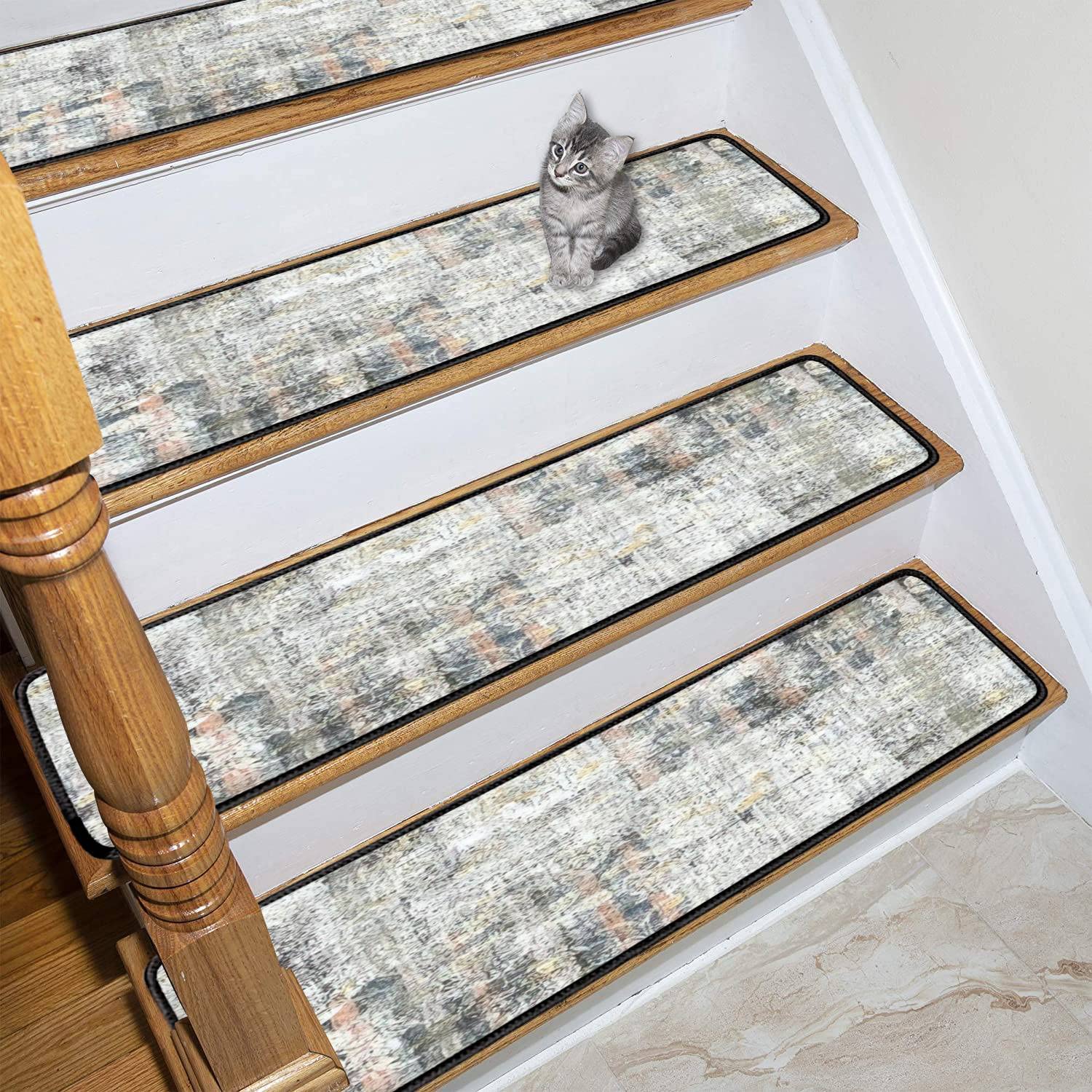 ASHILD Marches d'escalier en Moquette, Carreaux d'escalier en Moquette faciles à Nettoyer, Ensemble de Tapis d'escalier à Isolation phonique pour Enfants, aînés et Animaux domestiques, Paquet de 15 ASHILD Marches d'escalier en Moquette, Carreaux d'escalier en Moquette faciles à Nettoyer, Ensemble de Tapis d'escalier à Isolation phonique pour Enfants, aînés et Animaux domestiques, Paquet de 15