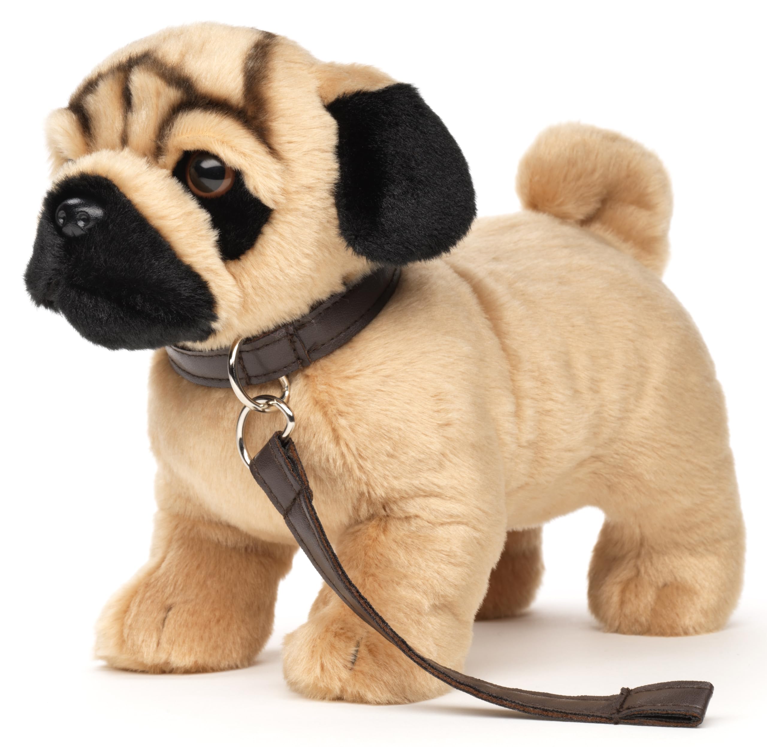 Uni-Toys - Eco-Line - Pug standing (with leash) - 26 cm (length) - plush dog - plush toy, cuddly toy