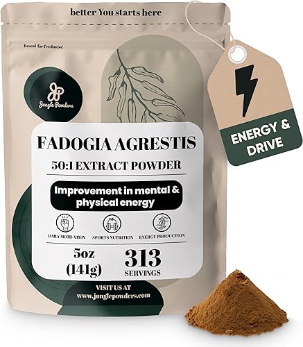 Jungle Powders Fadogia Agrestis Extracto para hombres Concentración 501 313 porciones 5 onzas de suplemento de Fadogia nigeriano puro suplemento
