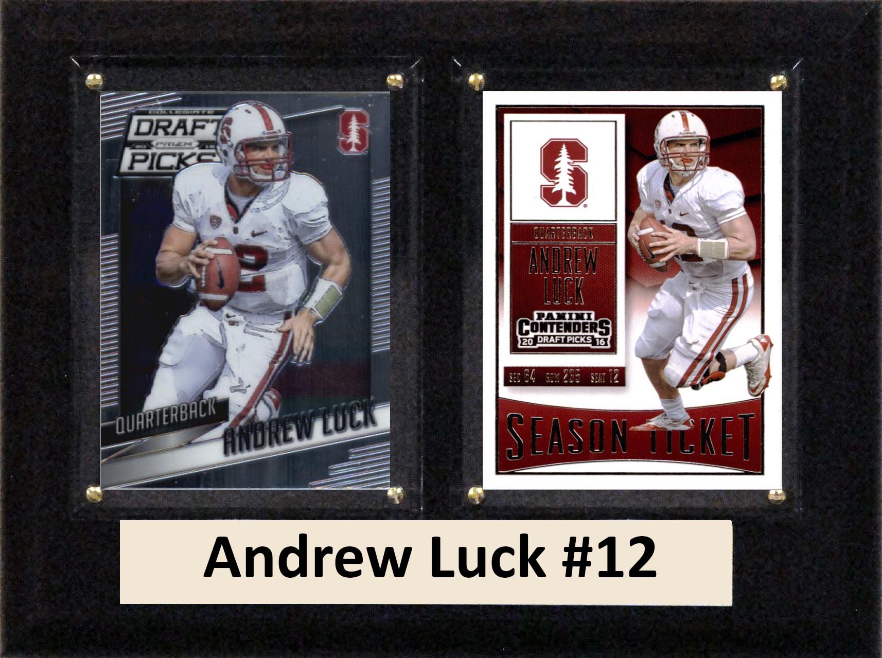 C&I Collectables NCAA Stanford Cardinal Men's Andrew Luck Two Card Plaque, Brown, 6
