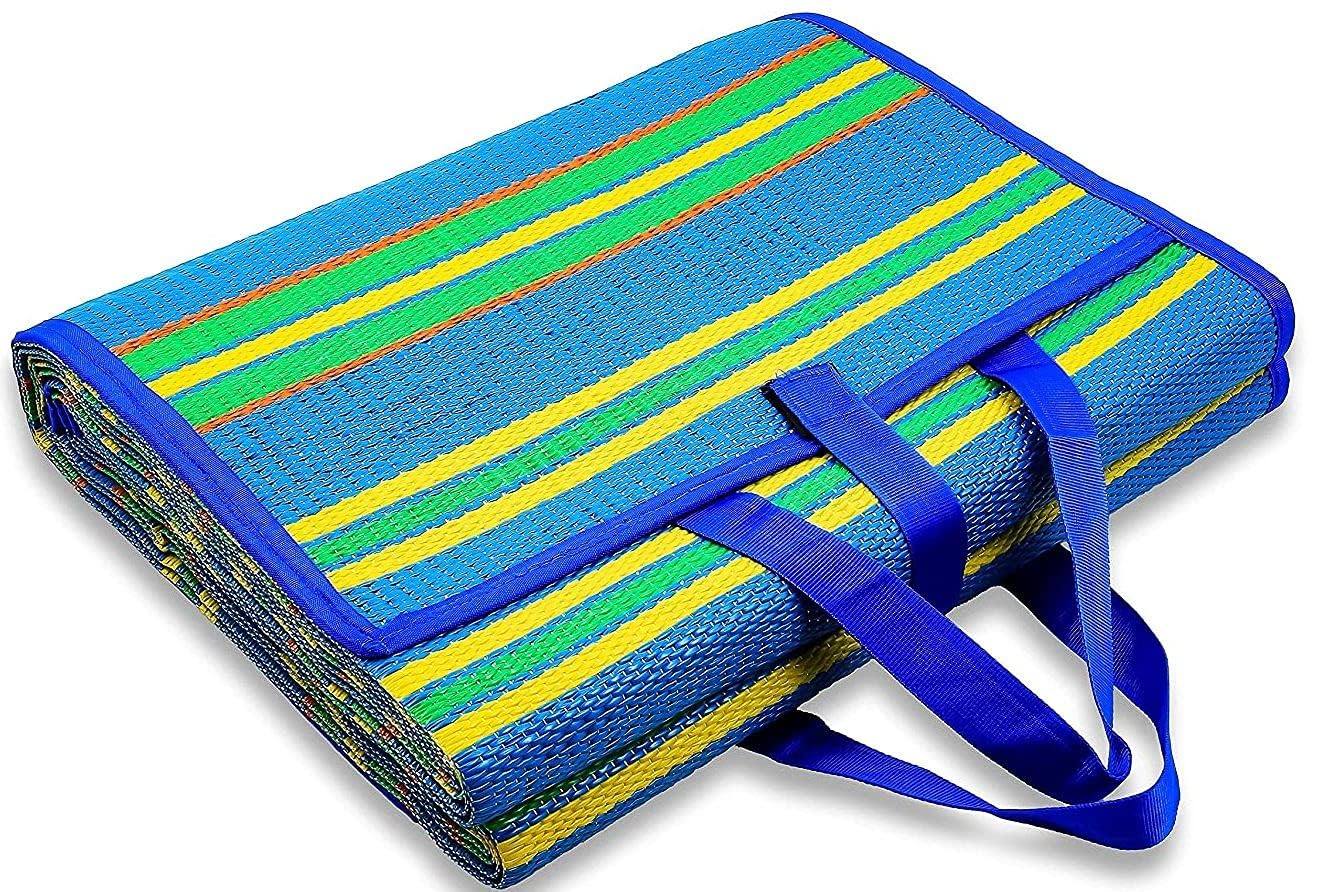 Foldable Plastic Floor Mat Multicolor,(Chatai) Mats for Home, Perfect for Picnics, Beaches, Outings, Weather-Proof Mold/Mildew Resistant Floor Carpet (Multicolor, 3 X 6 (Feet), Foldable)