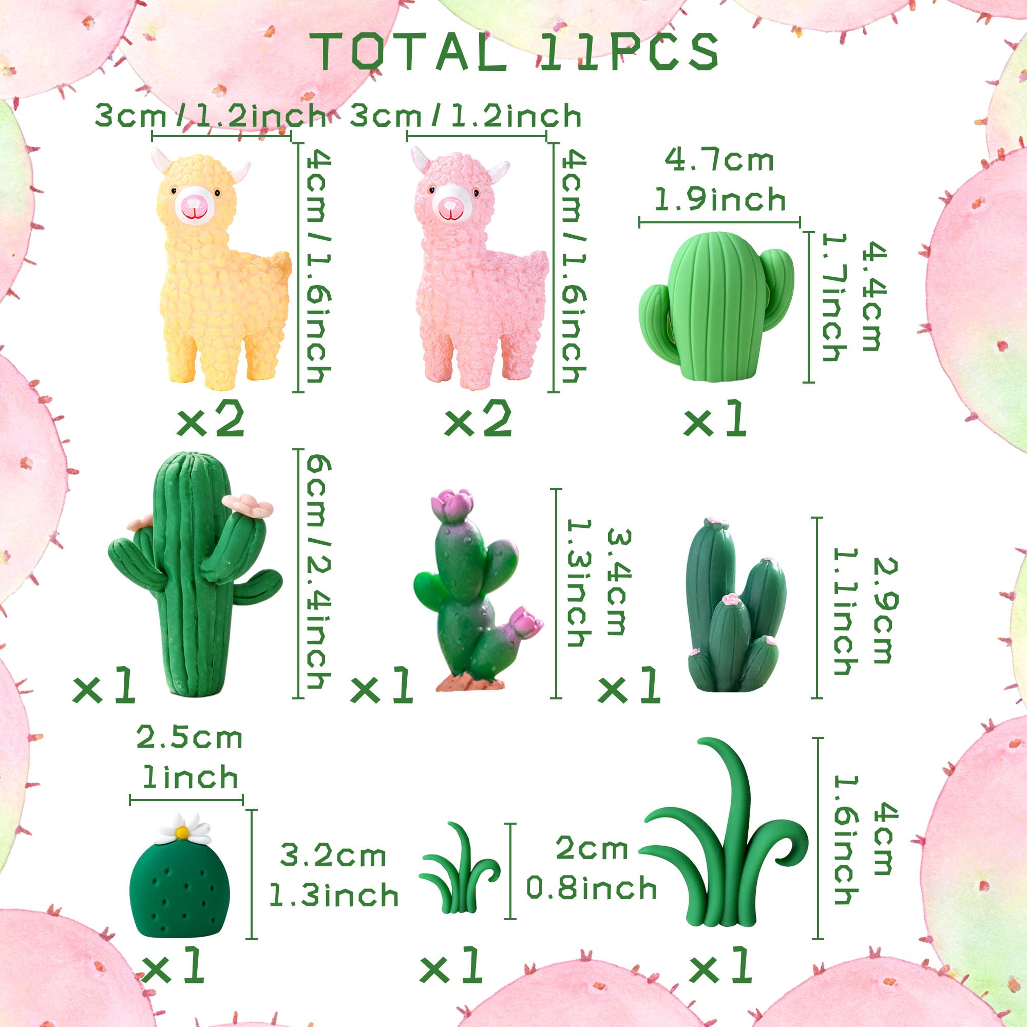 Llama Cactus Alpaca Cactus Cake Topper Decorations for Mexican Fiesta Birthday Baby Shower Cinco De Mayo Party Supplies - Image 2