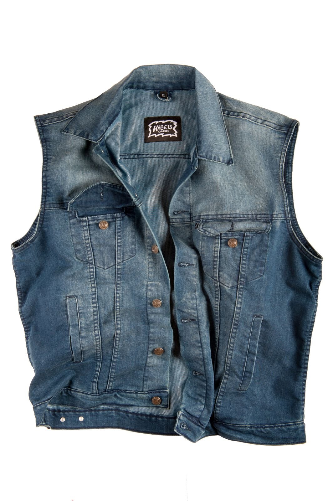 H15 Herren Denim Kutte Midblue Jeanskutte Bikerkutte Metalkutte bis 5XL - H15 Merch !