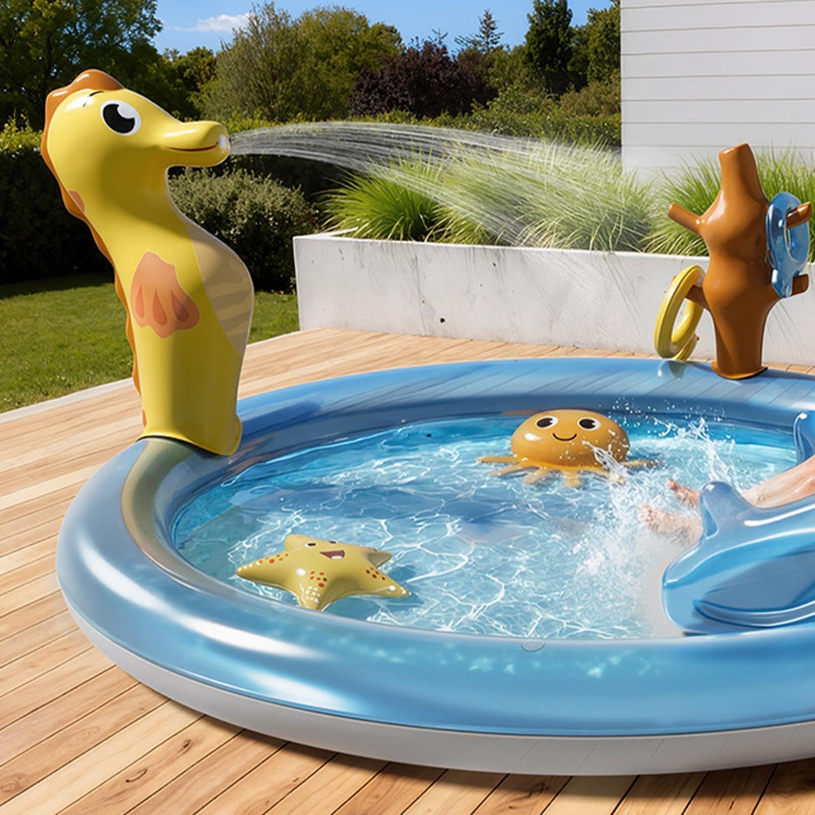 Piscine Enfant avec Toboggan Jouet Gonflable Thème Été