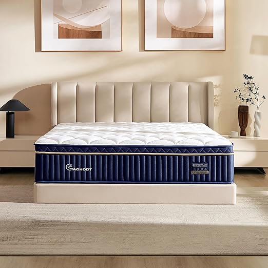King Mattress, 12 Inch King Size Hybrid Mattress in a Box, Medium Firm Memory Foam mattress, with Individual Pocket Springs, Upgrade Zoned Support, Motion Isolation&Pressure Relief, CertiPUR-US