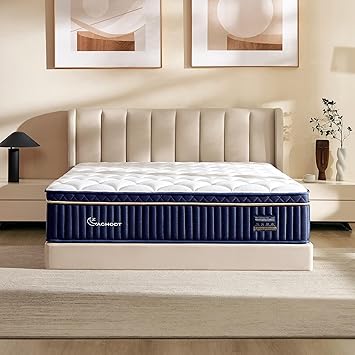 King Mattress, 12 Inch King Size Hybrid Mattress in a Box, Medium Firm Memory Foam mattress, with Individual Pocket Springs, Upgrade Zoned Support, Motion Isolation&Pressure Relief, CertiPUR-US