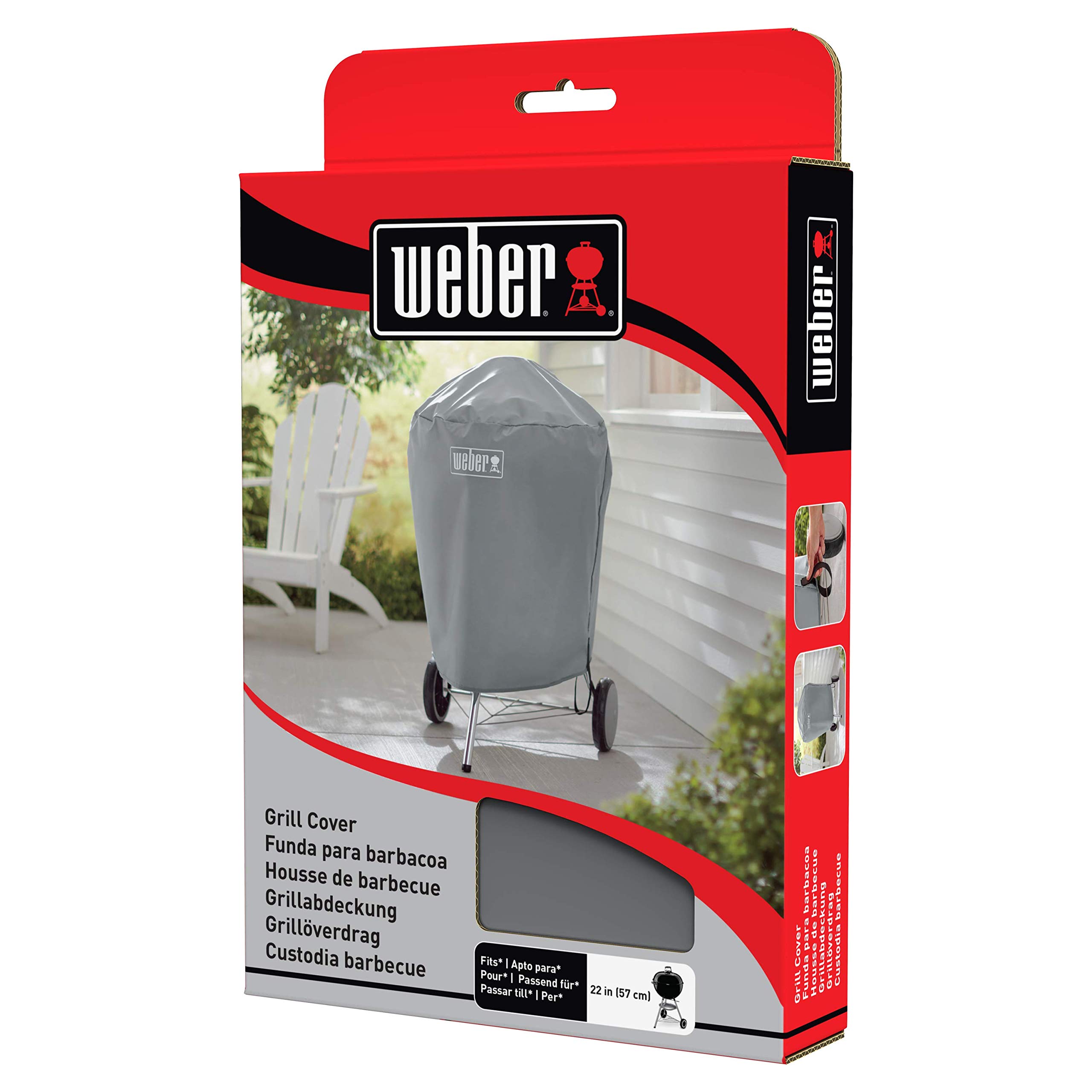 Weber 7176 Grill-Abdeckhaube für Holzkohlegrills mit einem Durchmesser von 57 cm, Grau, 15.9 x 22.7 x 3.8 cm (Packung mit 3)