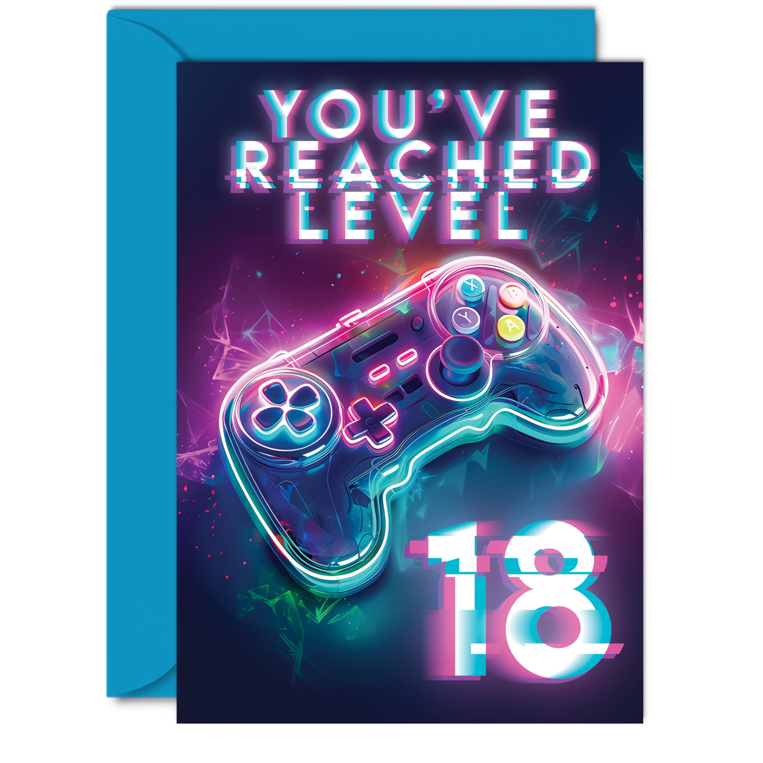 18th Gamer Birthday Cards for Men Women - You've Reached Level 18 - Happy 18 Birthday Card for Son Daughter Brother Sister Friend, A5 Eighteen Eighteenth Bday Video Game Greeting Cards