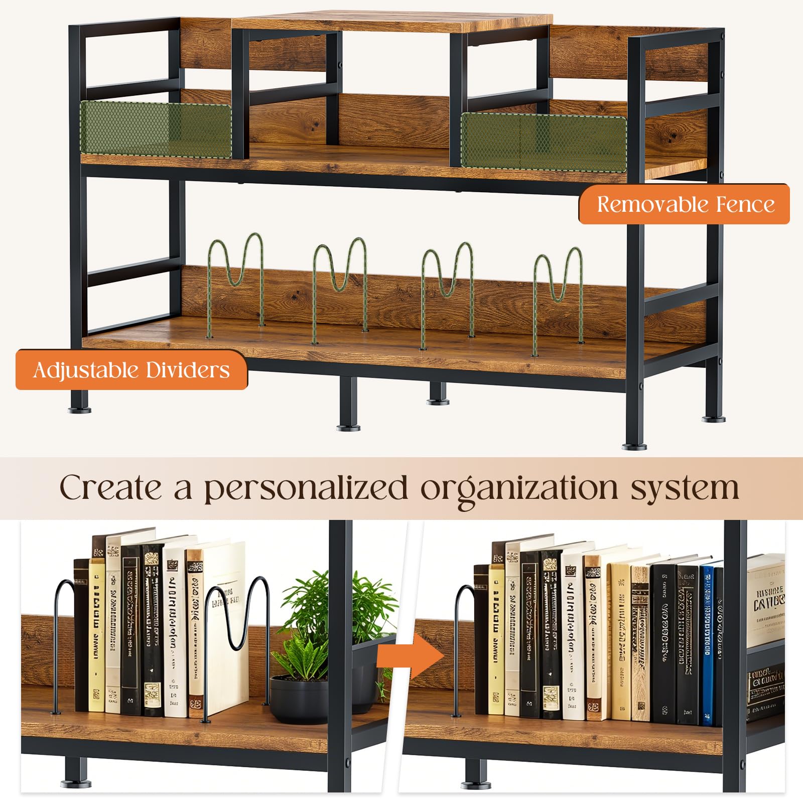 Mobile Giradischi e Porta Vinili in Stile Industriale, Mobile per Giradischi e Vinili con Struttura in Metallo e Legno, Supporto per Giradischi con Capacità 350 Dischi, 116,5×37×77,5 cm (Marrone)