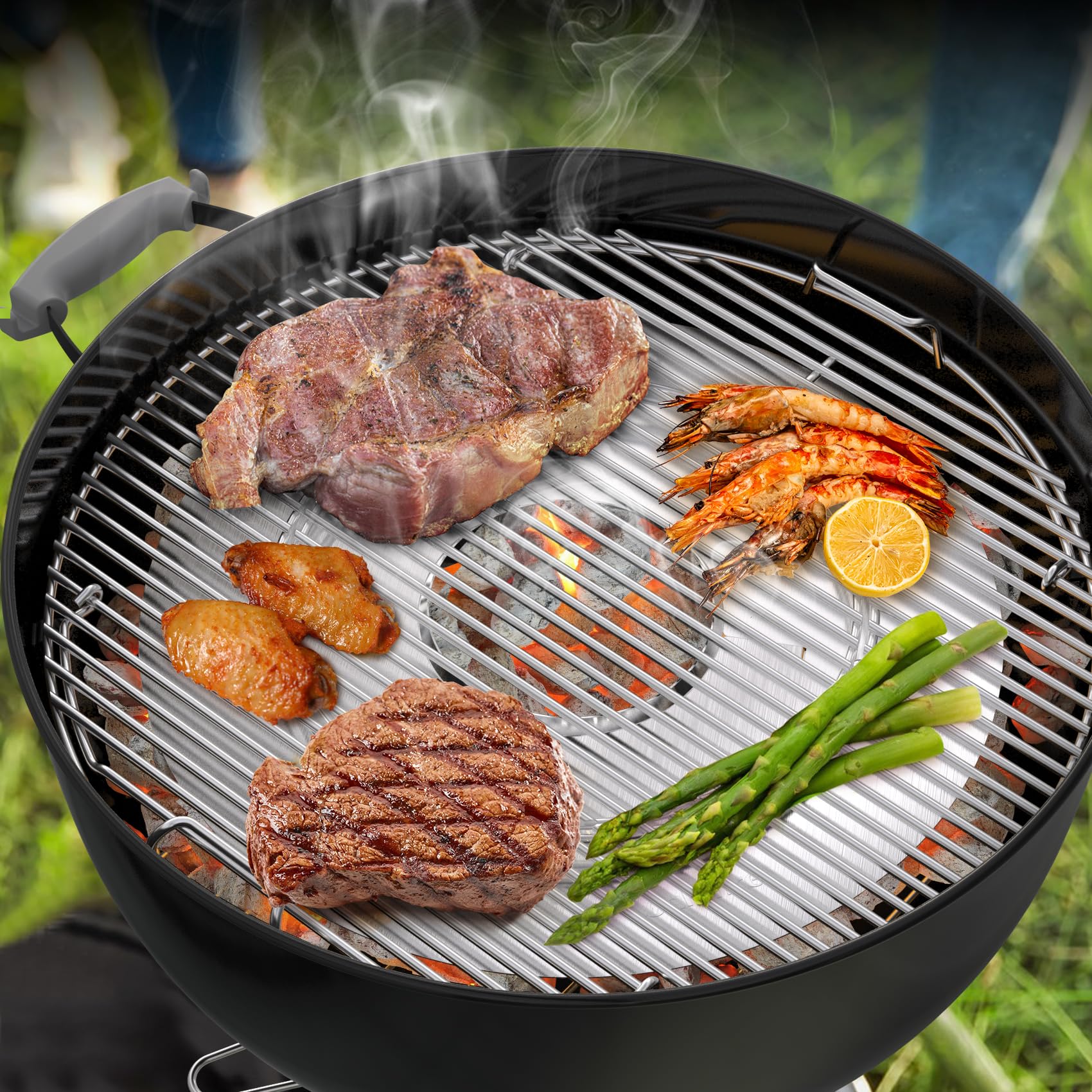 onlyfire Dispositivo di Gestione del Calore del Carbone con Serbatoio d'Acqua Staccabile per Weber Kettle Barbecue a Carbone da 57&67 cm, Charcoal Heat Controller, Ricambio per Weber 7666