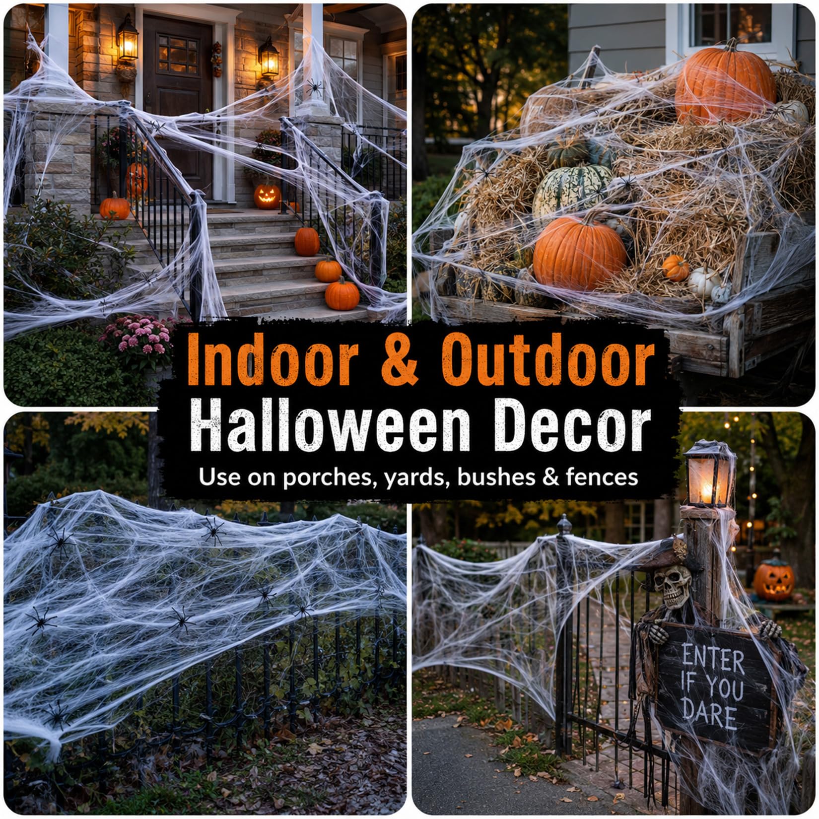 MAQIHAN Pajęczyny o powierzchni 1100 m2, dekoracje na Halloween, pajęczyny, dekoracje na Halloween, pajęczyny, dekoracja z 40 sztucznymi pająkami, super rozciągliwe pajęczyny, dekoracja na imprezę
