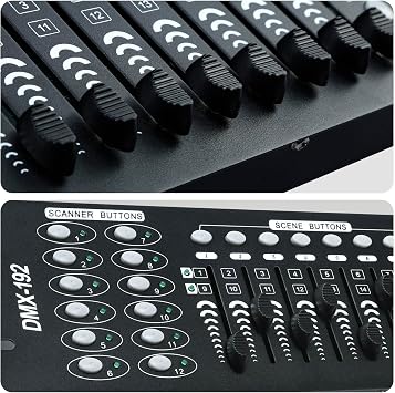 DMX 512 Controller, 192 Channel DMX Light Controller Stage Lighting Console for Party DJ Disco Lights Show Night Club