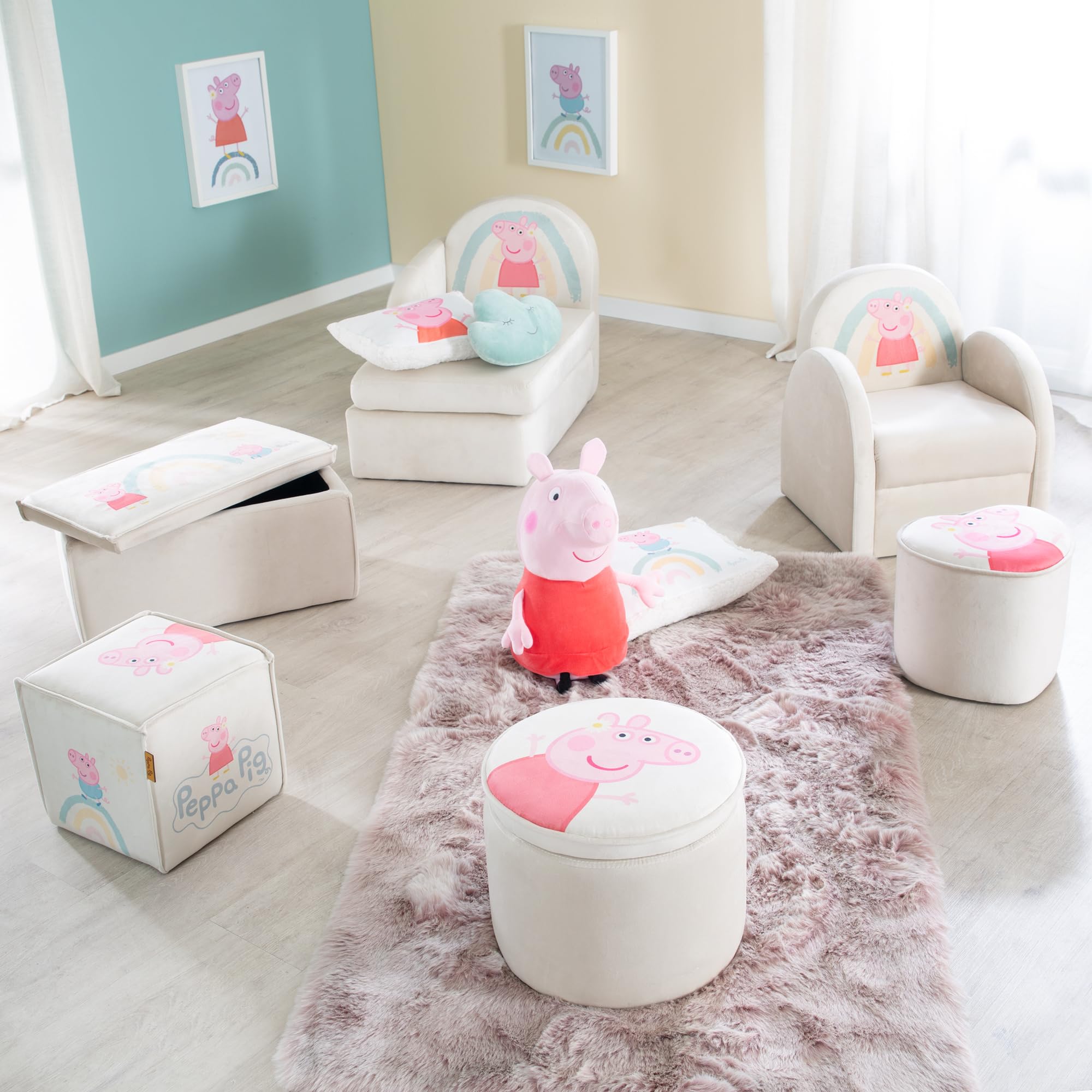 roba Fauteuil Bébé Peppa Pig Velours 50x44x45 cm Beige Motif Truie