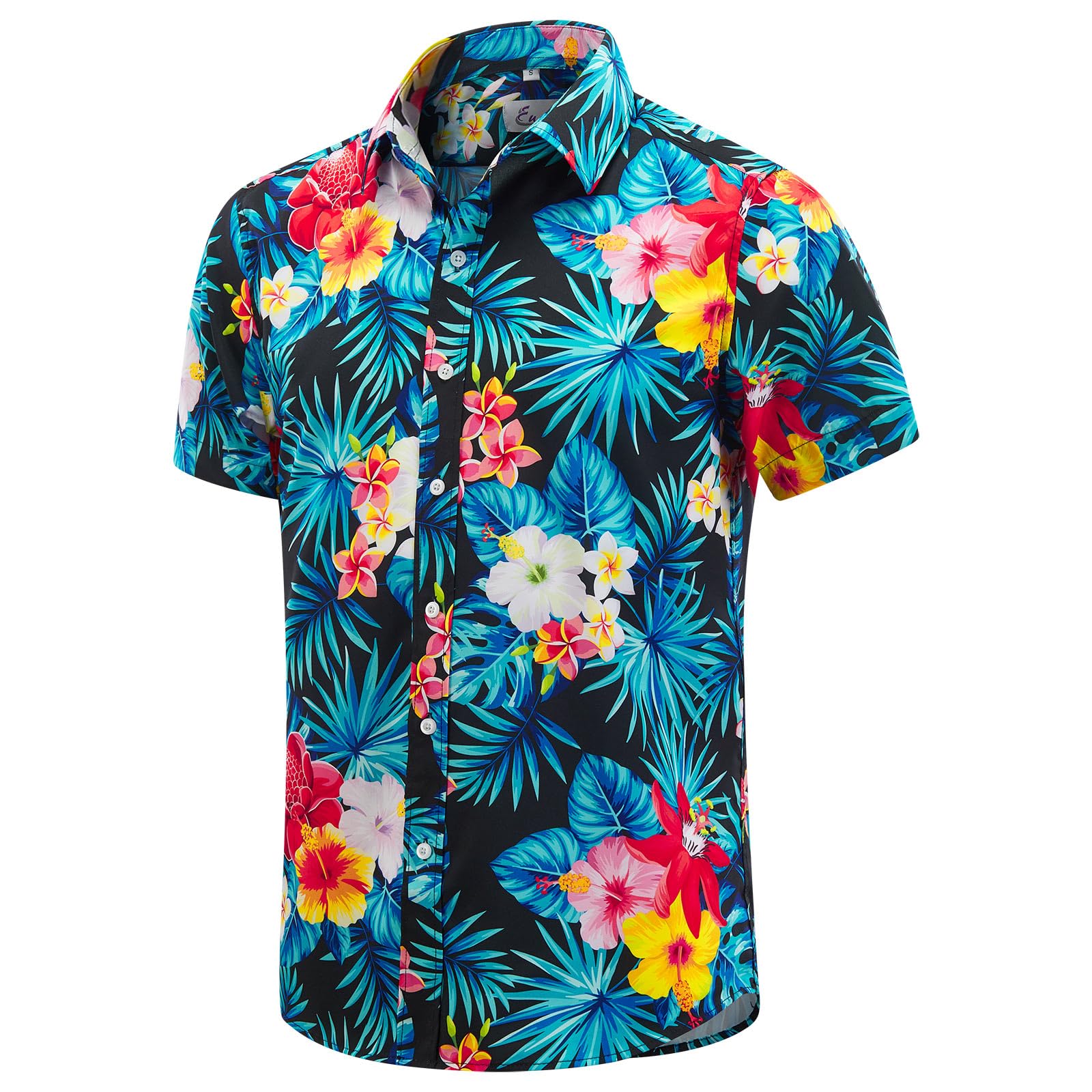 EUOW Mens Hawaiian Shirt Short Sleeve Printed Button Down Summer Beach Dress Shirts