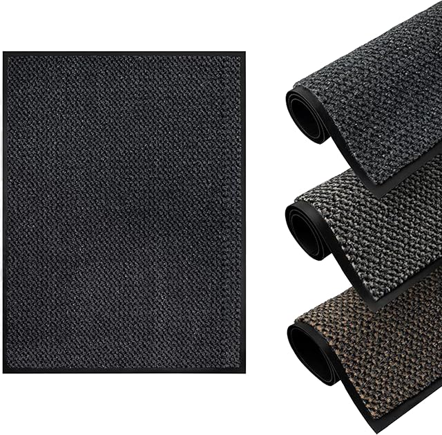 DIVCHI Door Mat Dirt Trapper for Indoor & Outdoor, Washable Barrier Mat, Heavy Duty Non-Slippery Entrance Rug, Shoes Scraper, Super Absorbent Front Door Mat Carpet (Charcoal, 40x60cm)