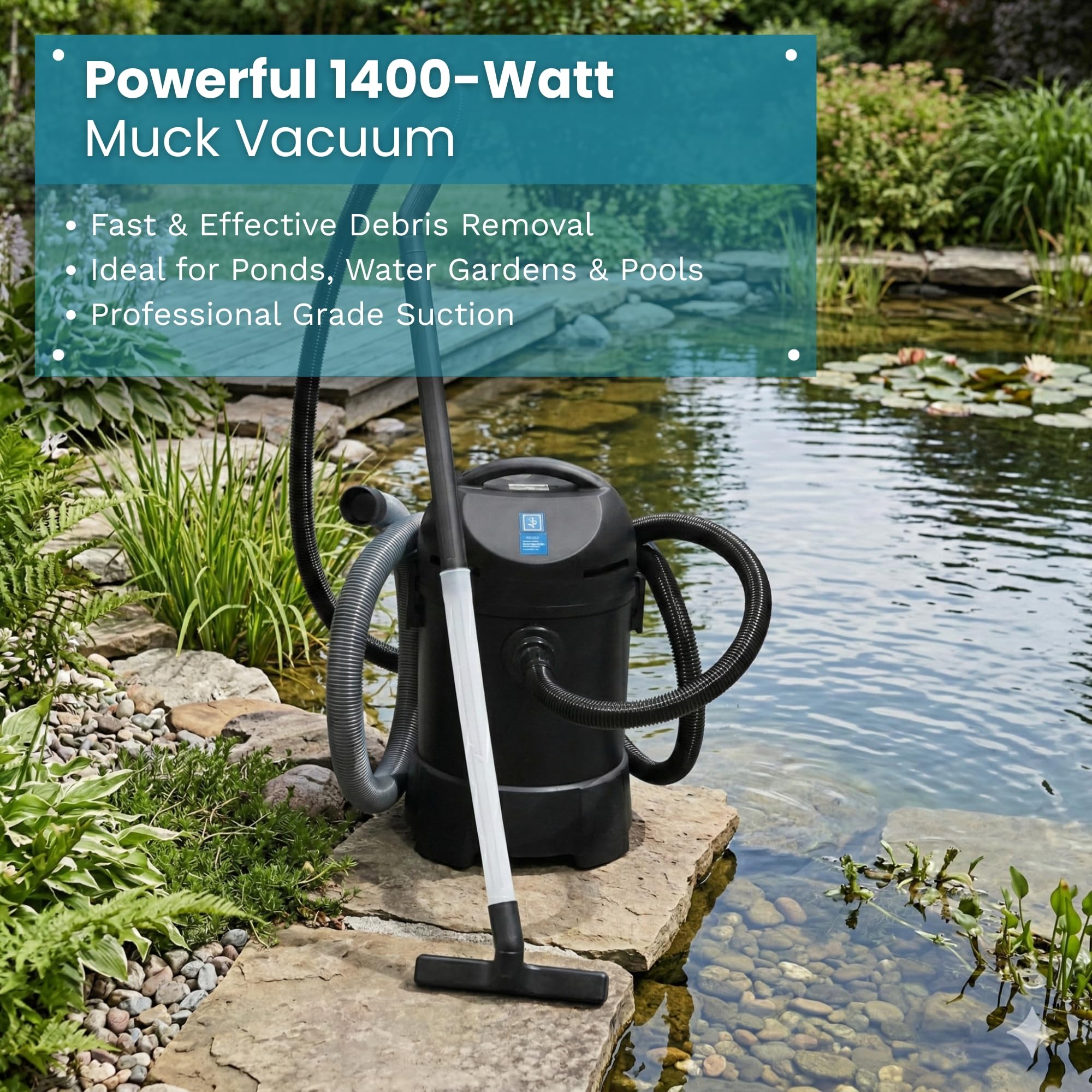 Half Off Ponds CleanSweep 1400 - Aspirapolvere per laghetto con tubo di aspirazione da 33 cm, 4 tubi di prolunga, 3 ugelli di aspirazione, un tubo di uscita da 1,8 m e un sacchetto di raccolta detriti