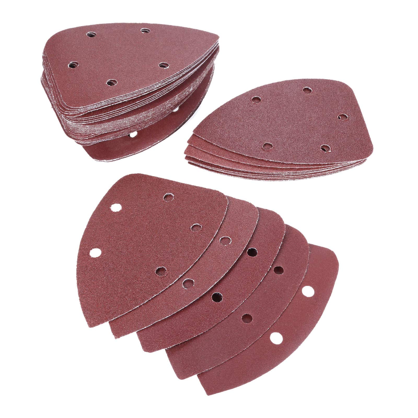 Papel de lija de pulido de metales de madera 50PCS hojas de lija 140x90mm Triángulo de lija gancho bucle abrasivo Disco de lijado for madera pulido molino 80-240 sémola