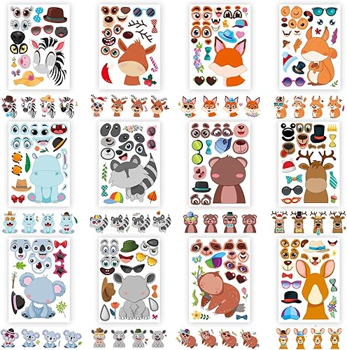 Miniatura 3 de 24 hojas de calcomanías para hacer tu propio animal, hojas de calcomanías para mezclar y combinar animales, calcomanías de animales para niños,