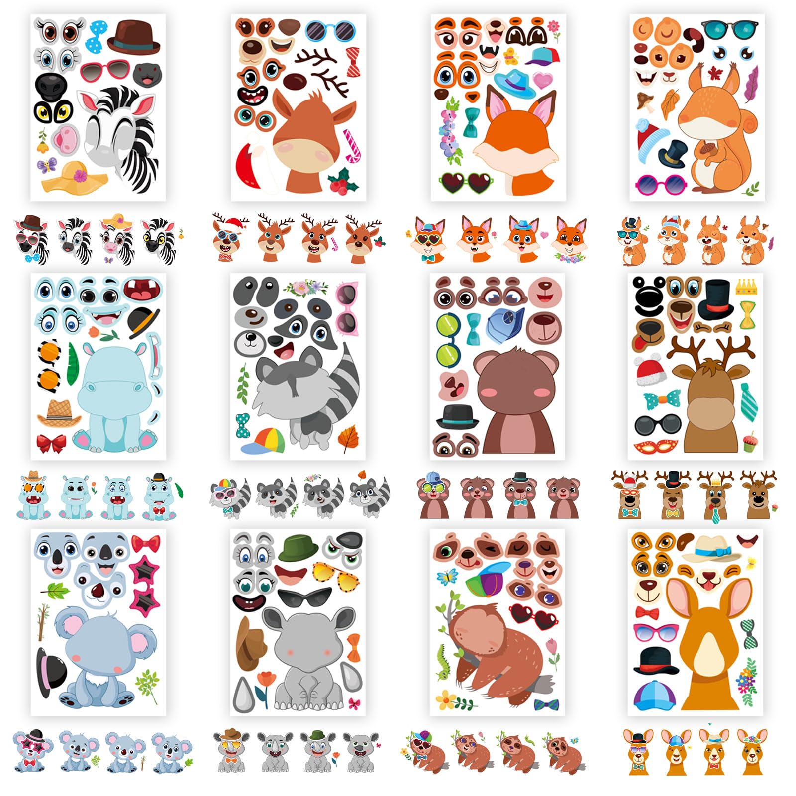 16 Stück DIY Cartoon Aufkleber Set Für Kinder | Kreative Gesichter Gestalten | Perfekt Für Geburtstage & Partys