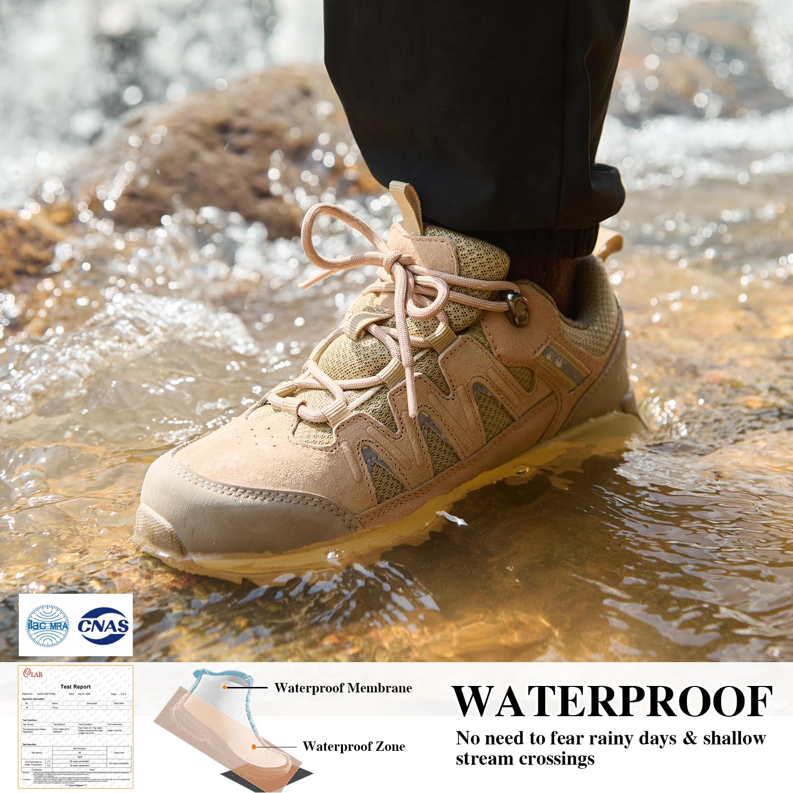 Queday Wasserdichte Wanderschuhe für Herren und Damen, leicht, Outdoor-Wanderschuhe, atmungsaktives Wildleder, Wandern, Trekking, Camping, Klettern