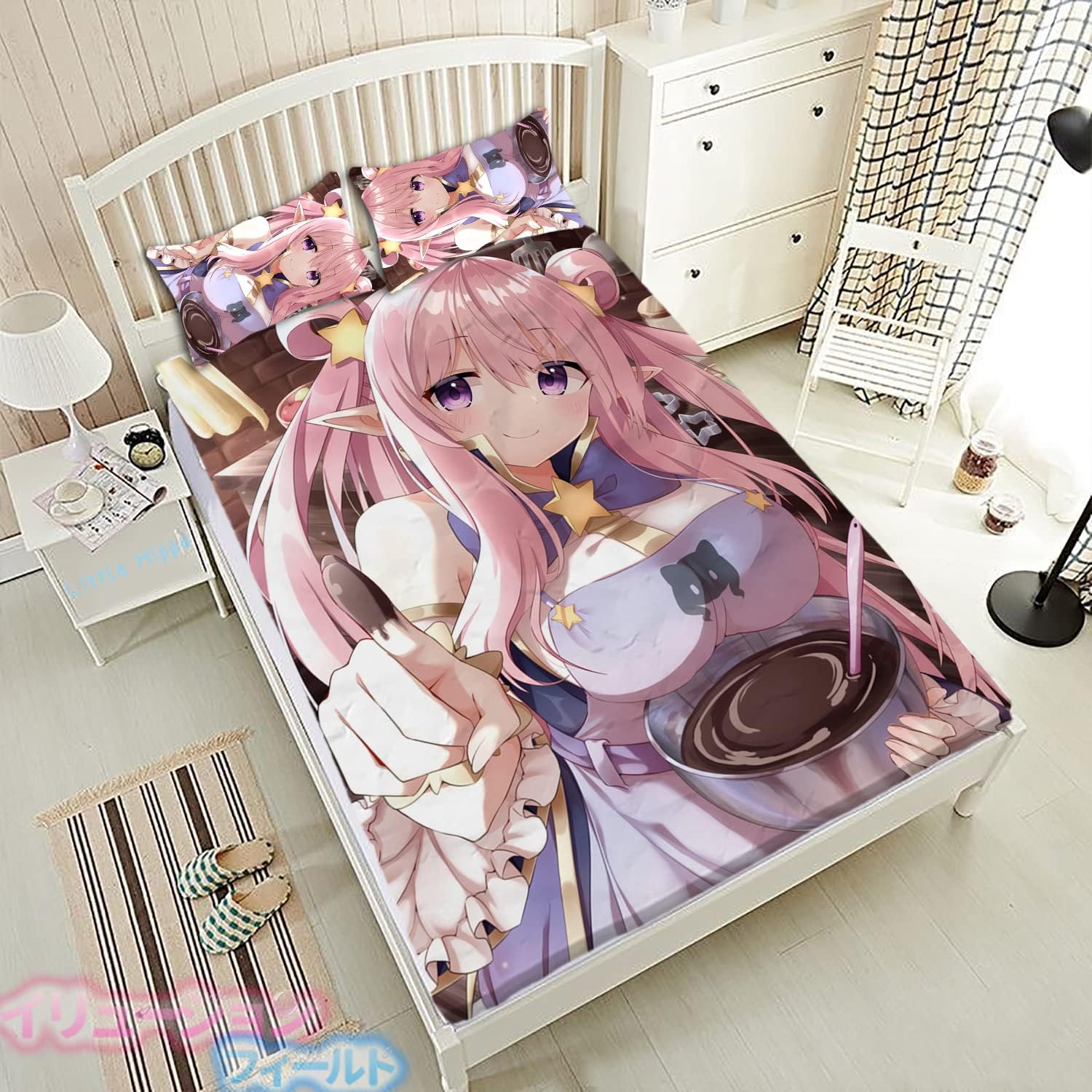 イリュージョンフィールド プリンセスコネクト Re Dive プリコネ ハツネ 柏崎 初音 かしわざき はつね 寝具 3点セット 大判毛布 0cm 150cm 1枚 シーツ 2wayトリコット 洗える ブランケット 両面プリント タオルケット オールシーズン 抱き枕 40cm 60cm フランネル