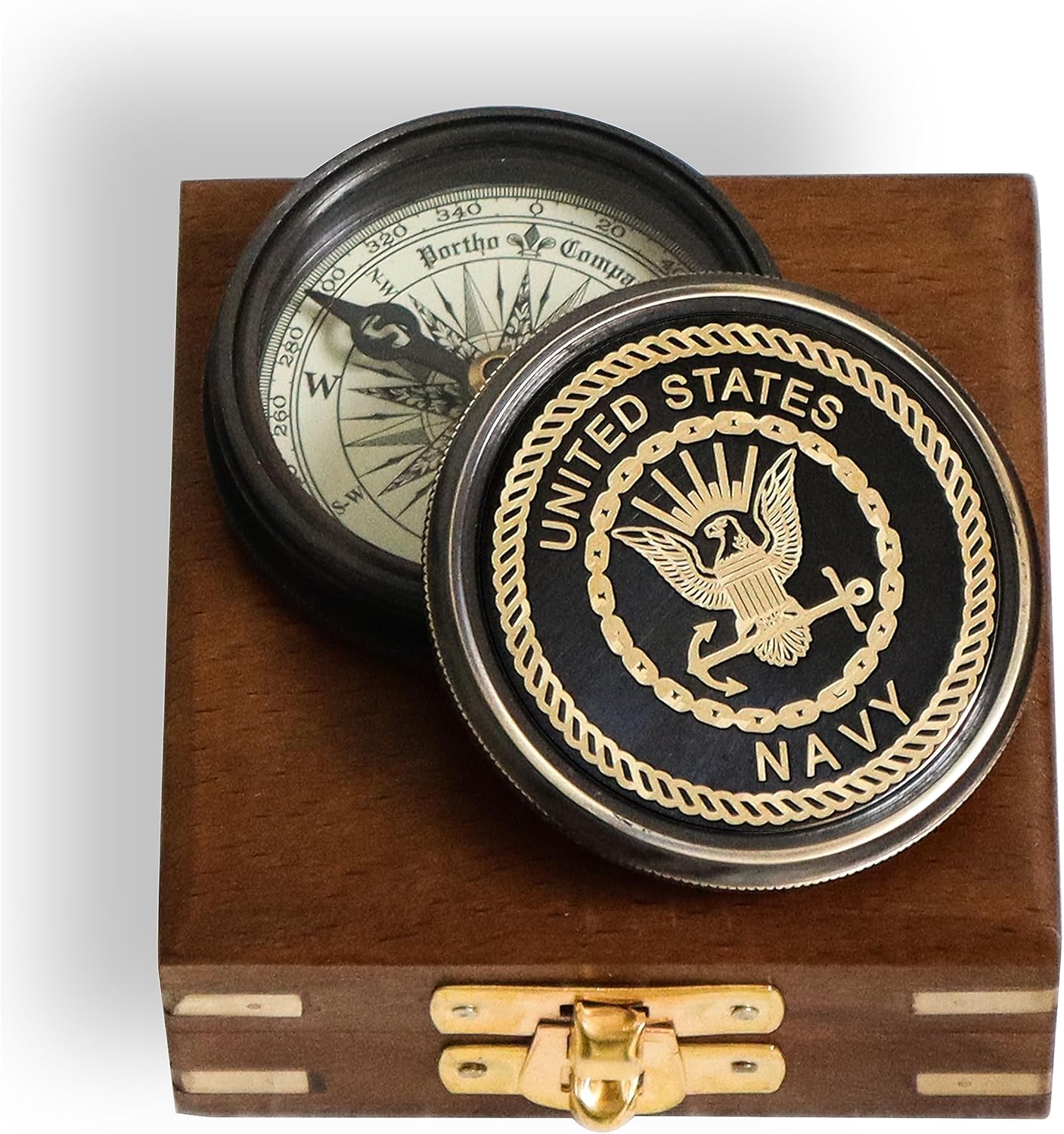 Nautical Antique Flat Compass for Direction Finding Gifts for Birthday Graduation Baptism Anniversary Used on Hiking Trekking Adventure (US Navy Maritime Marine Compass)